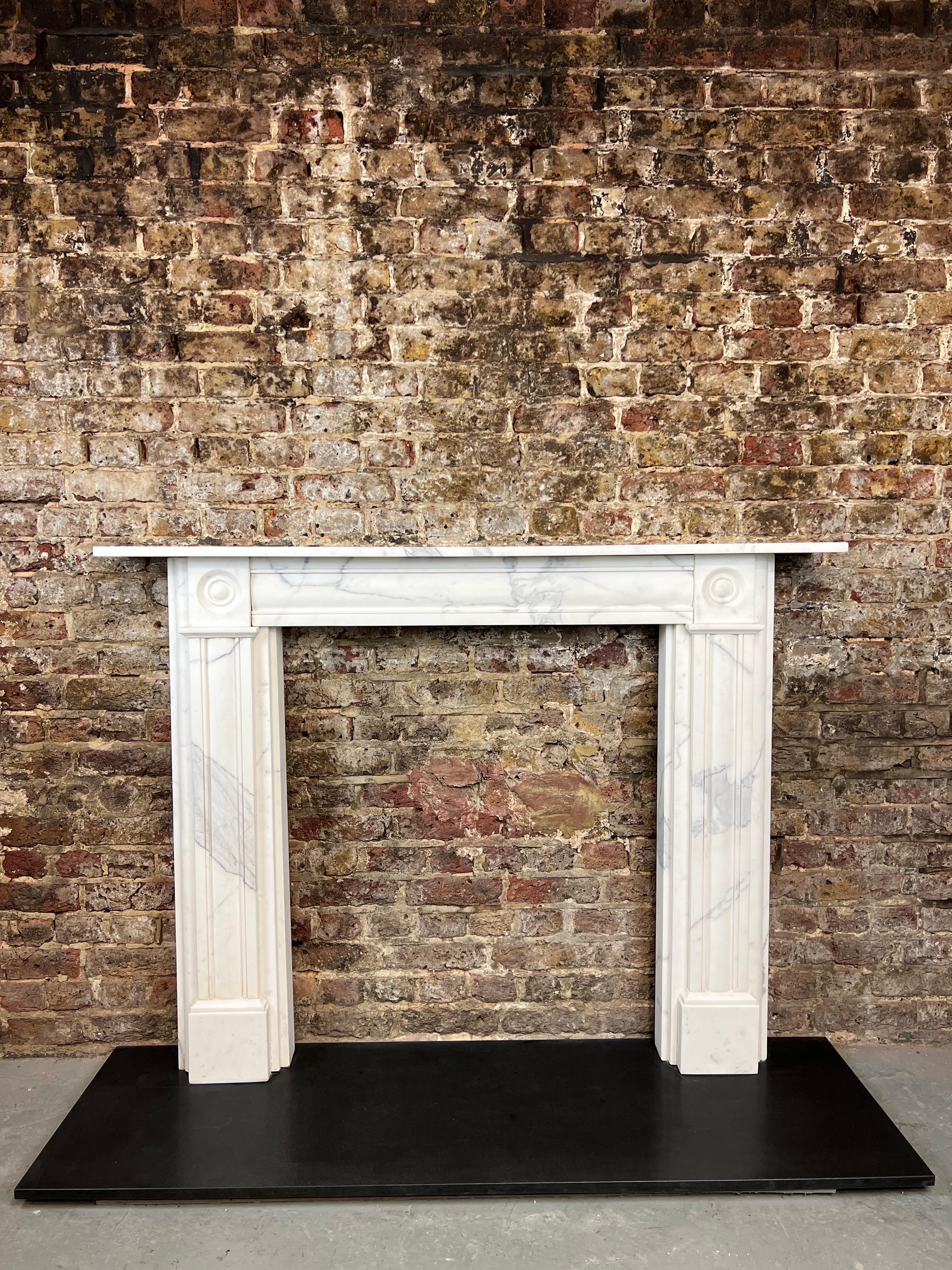 19th Century Carrara Marble Fireplace Mantlepiece. 4
