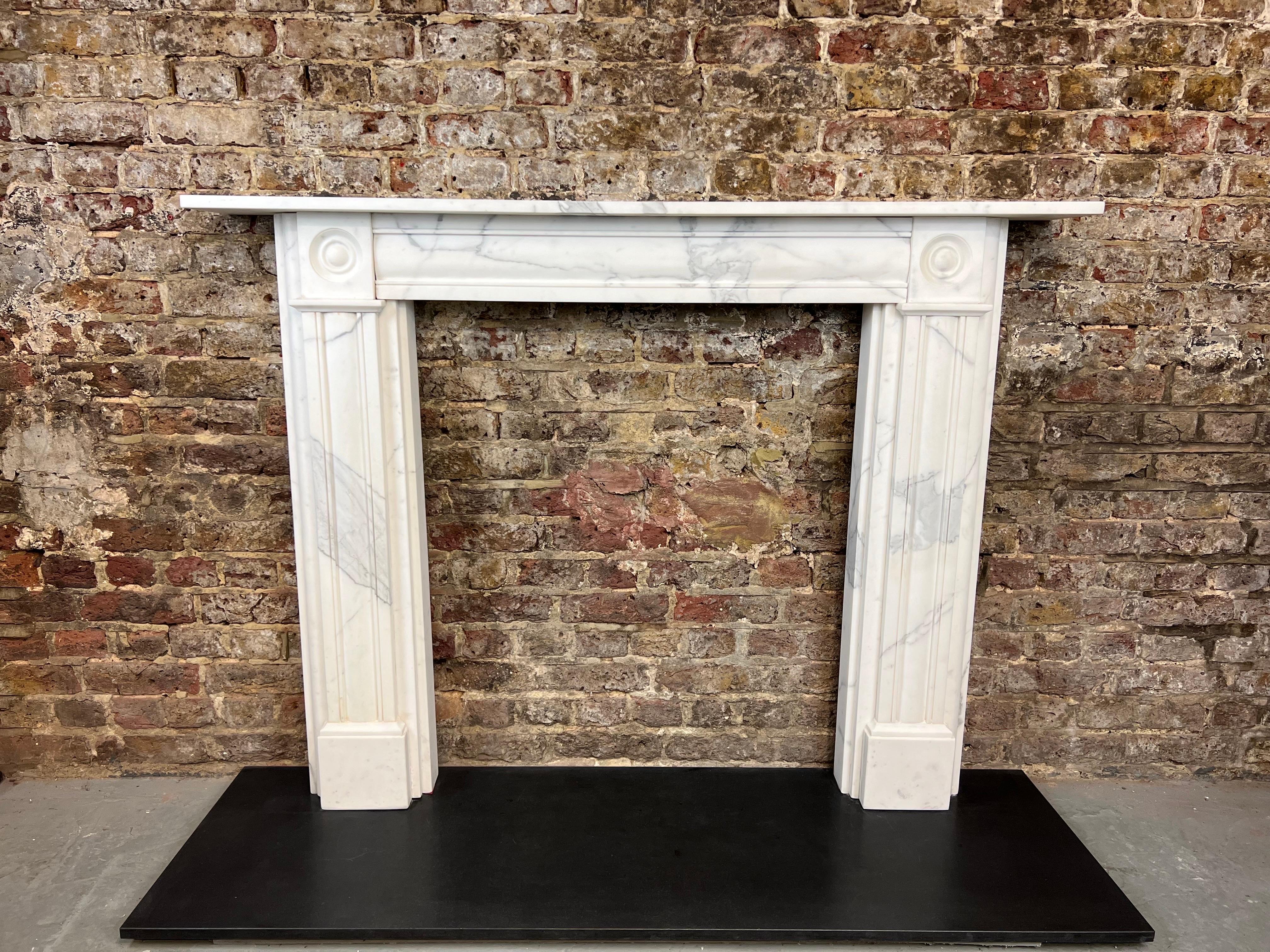 19th Century Carrara Marble Fireplace Mantlepiece. For Sale 7