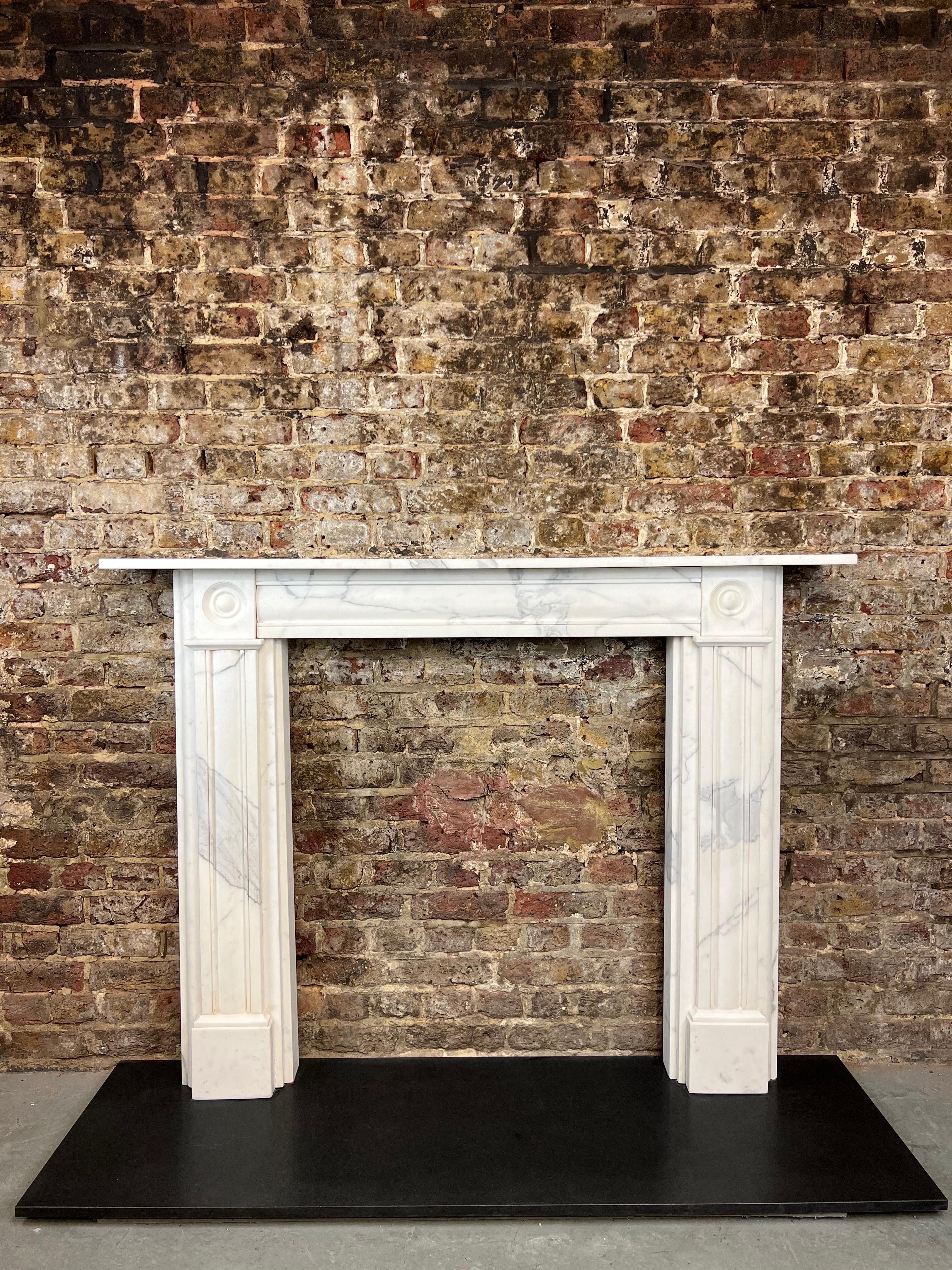 19th Century Carrara Marble Fireplace Mantlepiece. 8
