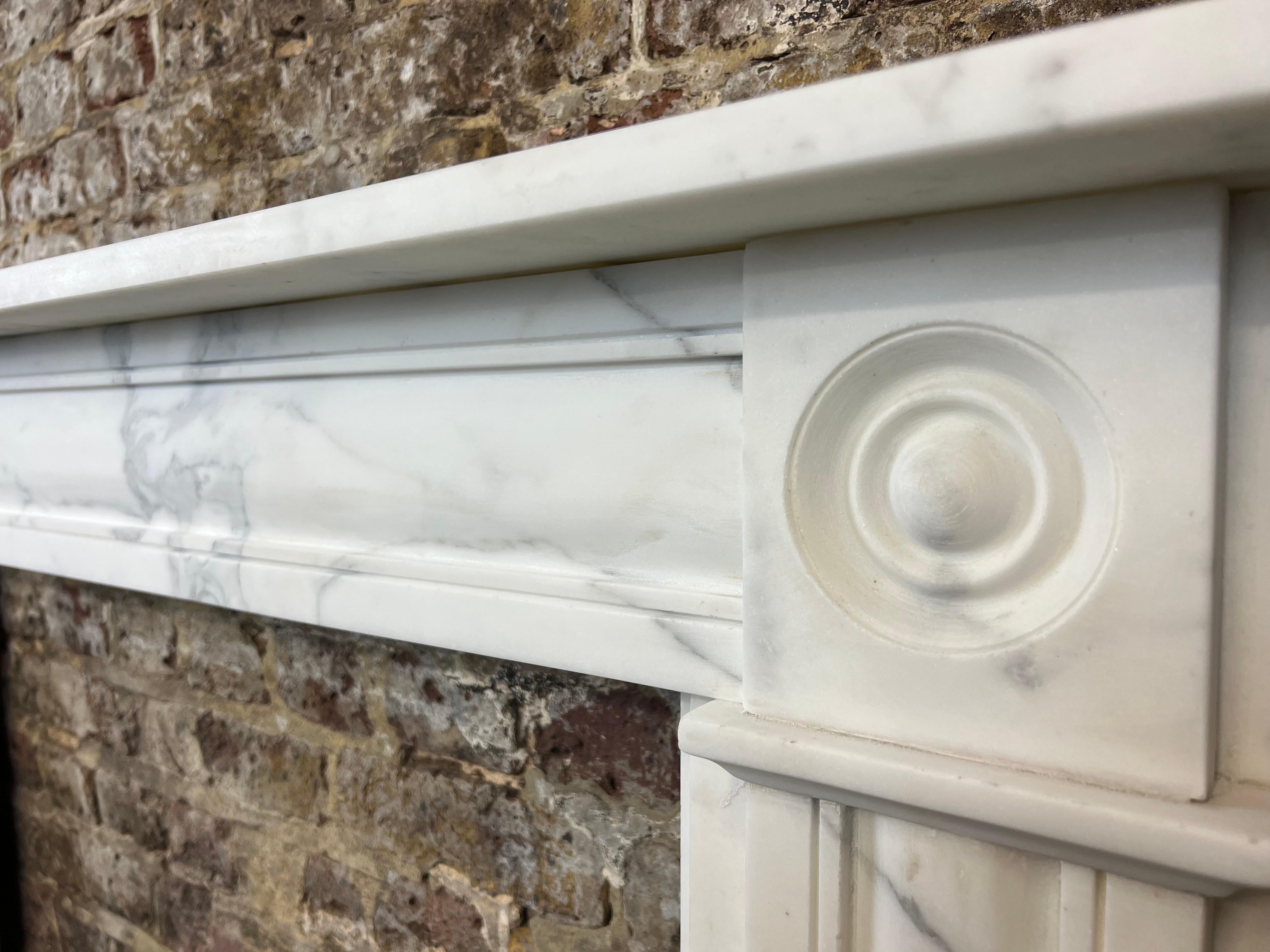 19th Century Carrara Marble Fireplace Mantlepiece. For Sale 12