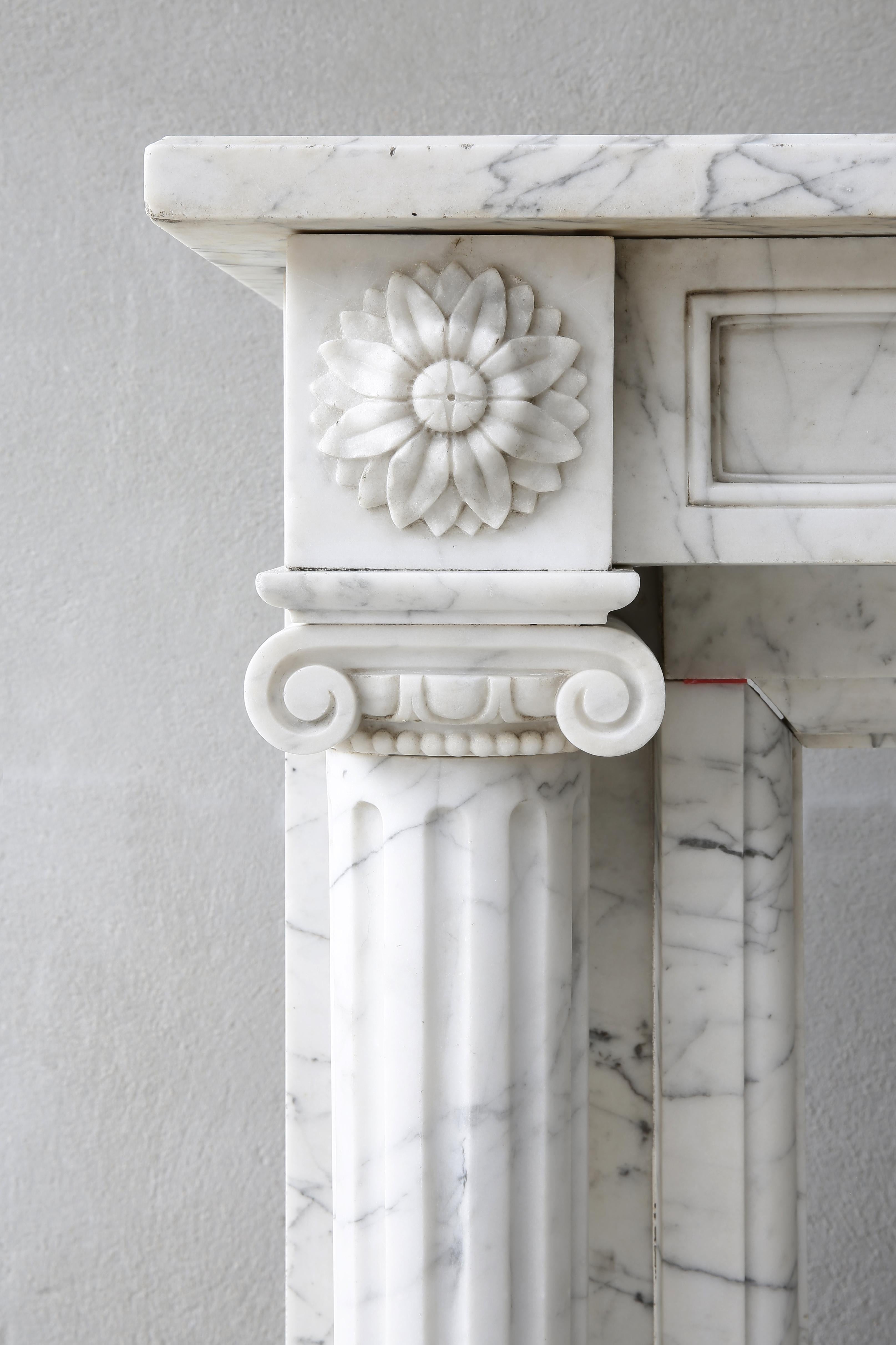 19th Century Carrara Marble Fireplace of Louis XVI For Sale 5