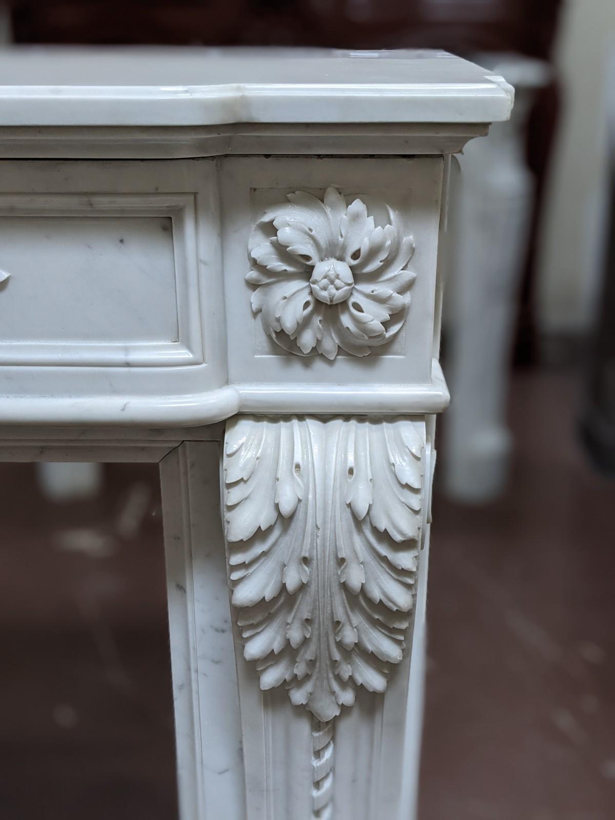 French 19th Century Carrara Marble Mantel from France For Sale