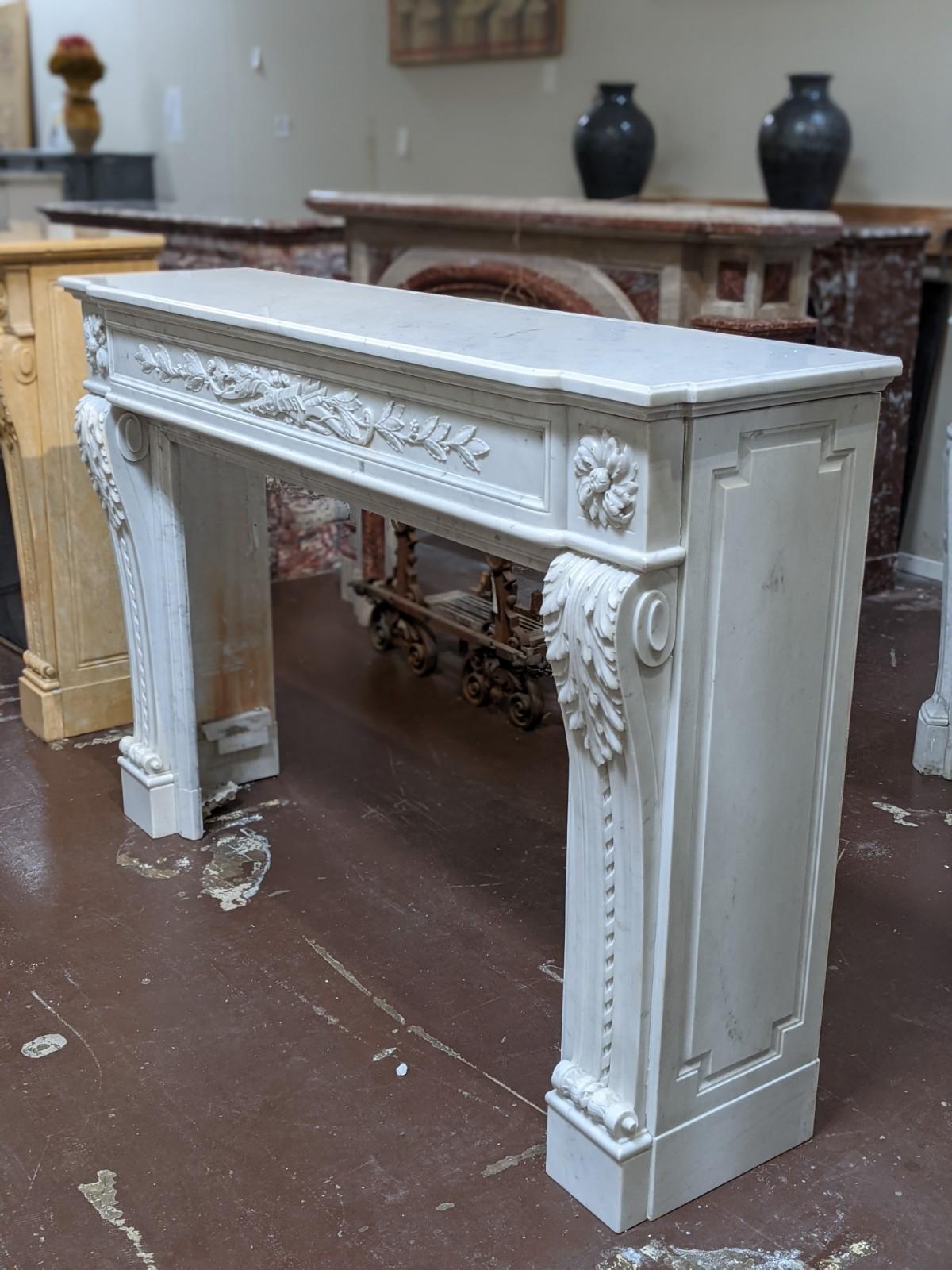 19th Century Carrara Marble Mantel from France For Sale 2