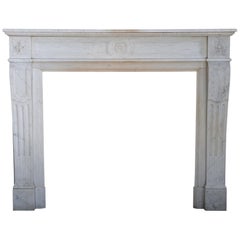 19th Century Carrara Marble Mantel Surround in Style of Louis XVI