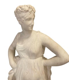 19th Century Carrara Marble Sculpture of Euphrosyne, One of the Three Graces.