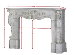 19th Century Carrara Marble Victorian Rococo Carving Fireplace Mantel
