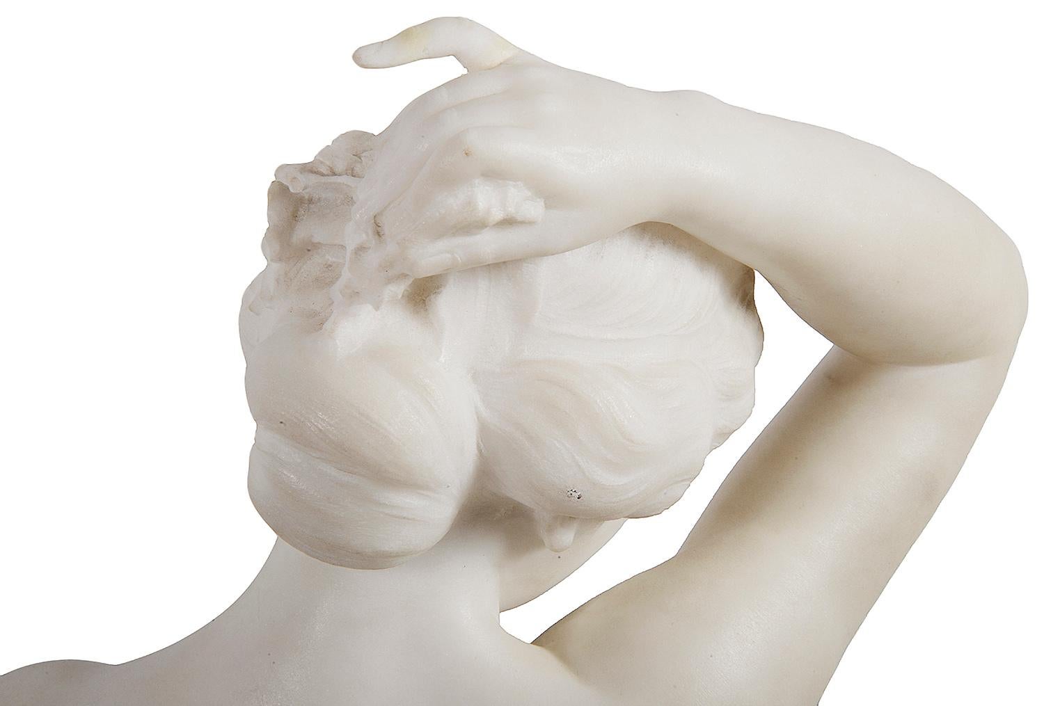 19th Century Carrera Marble Statue of a Nymph, 'Bazzanti' 1
