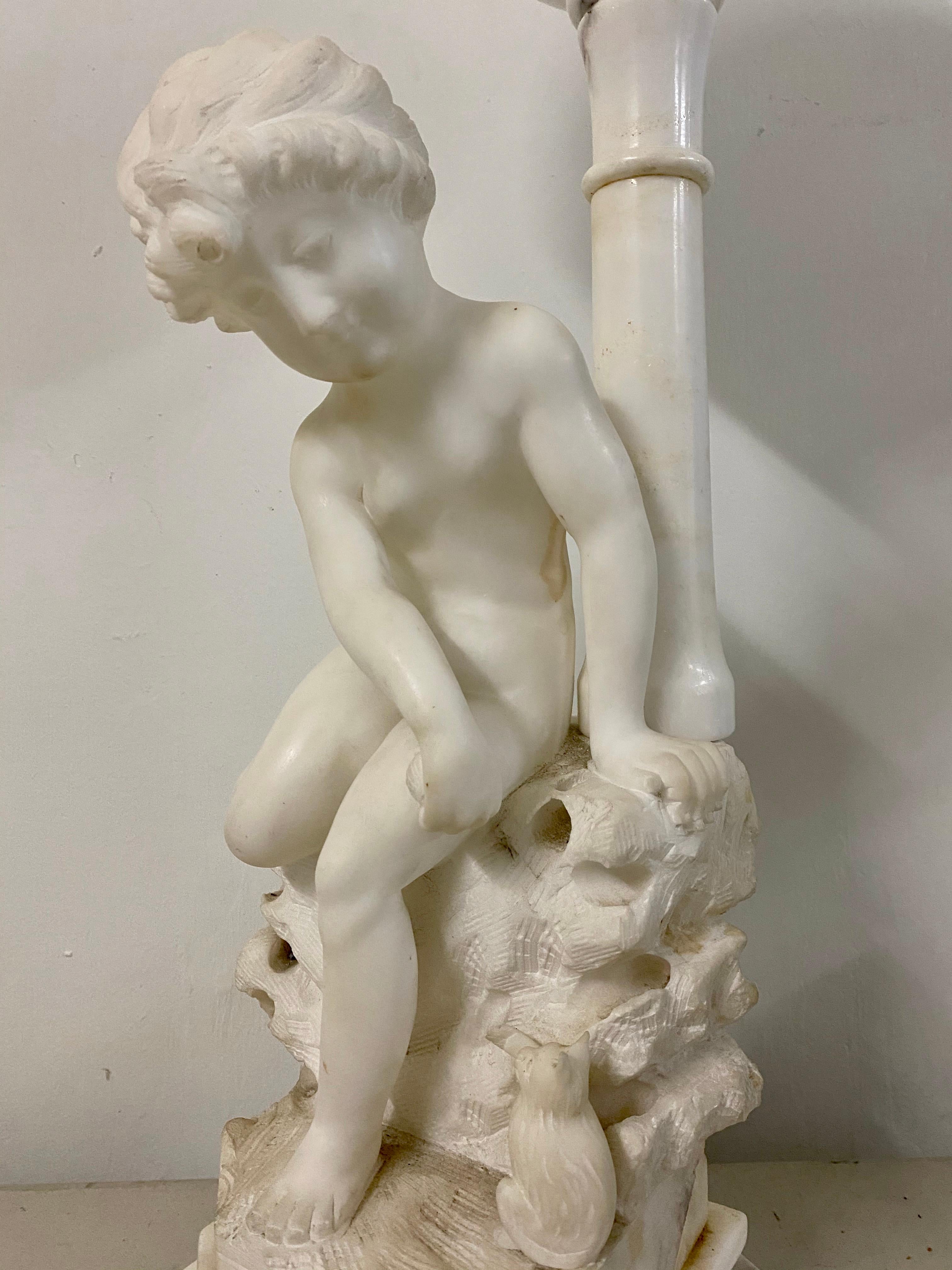19th century Alabaster lamp young girl with kitten

Wonderful alabaster lamp with shade

Measures: 10