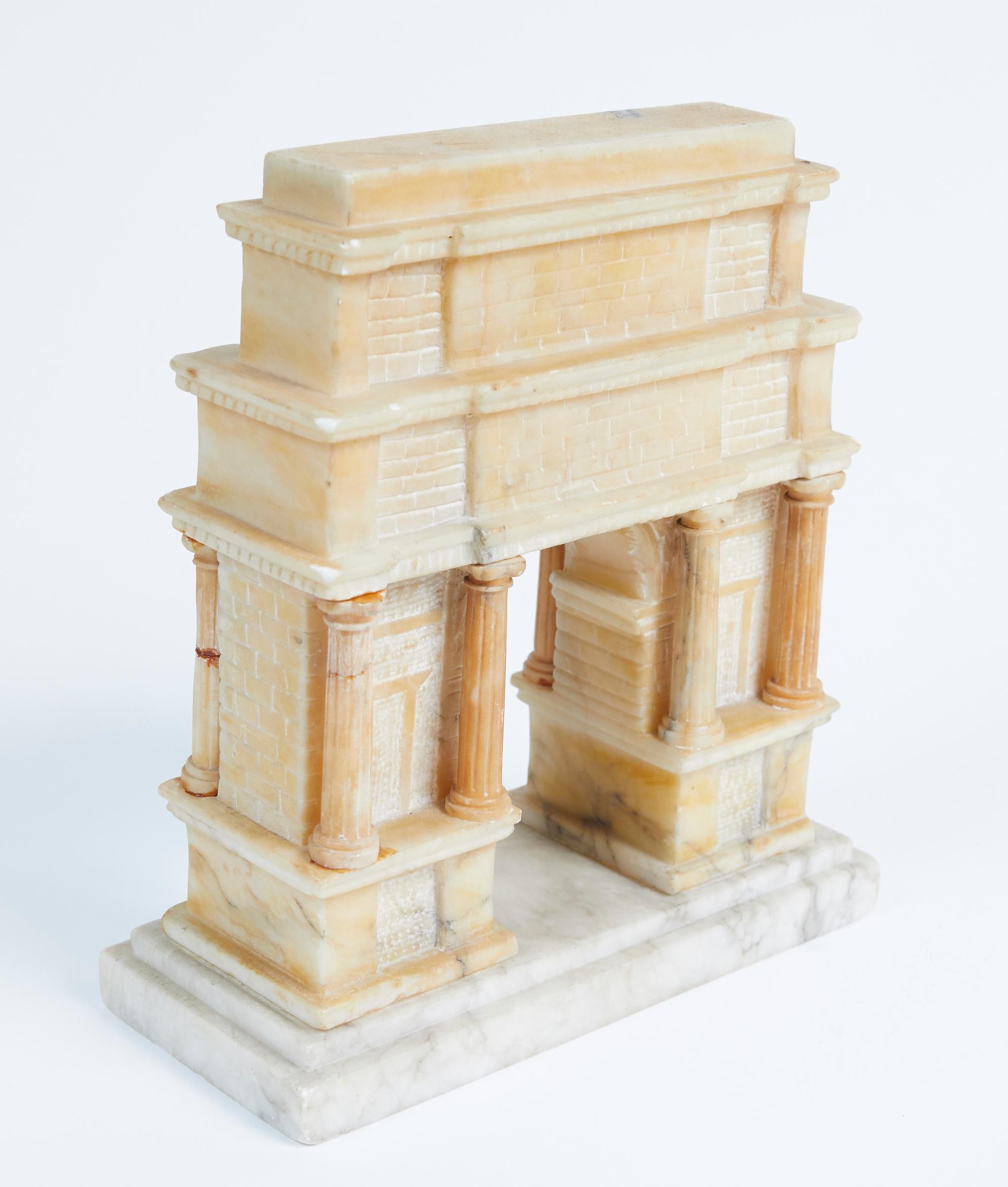 Italian 19th Century Carved Alabaster Grand Tour Model of Titus Arch in Rome