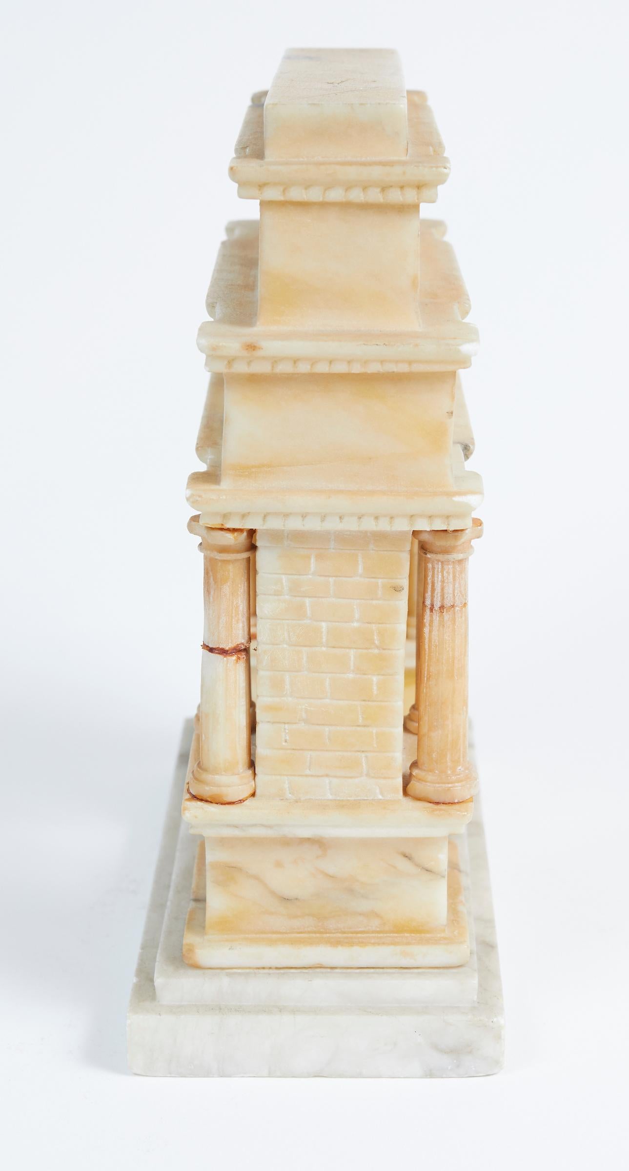 19th Century Carved Alabaster Grand Tour Model of Titus Arch in Rome In Good Condition In Montreal, QC