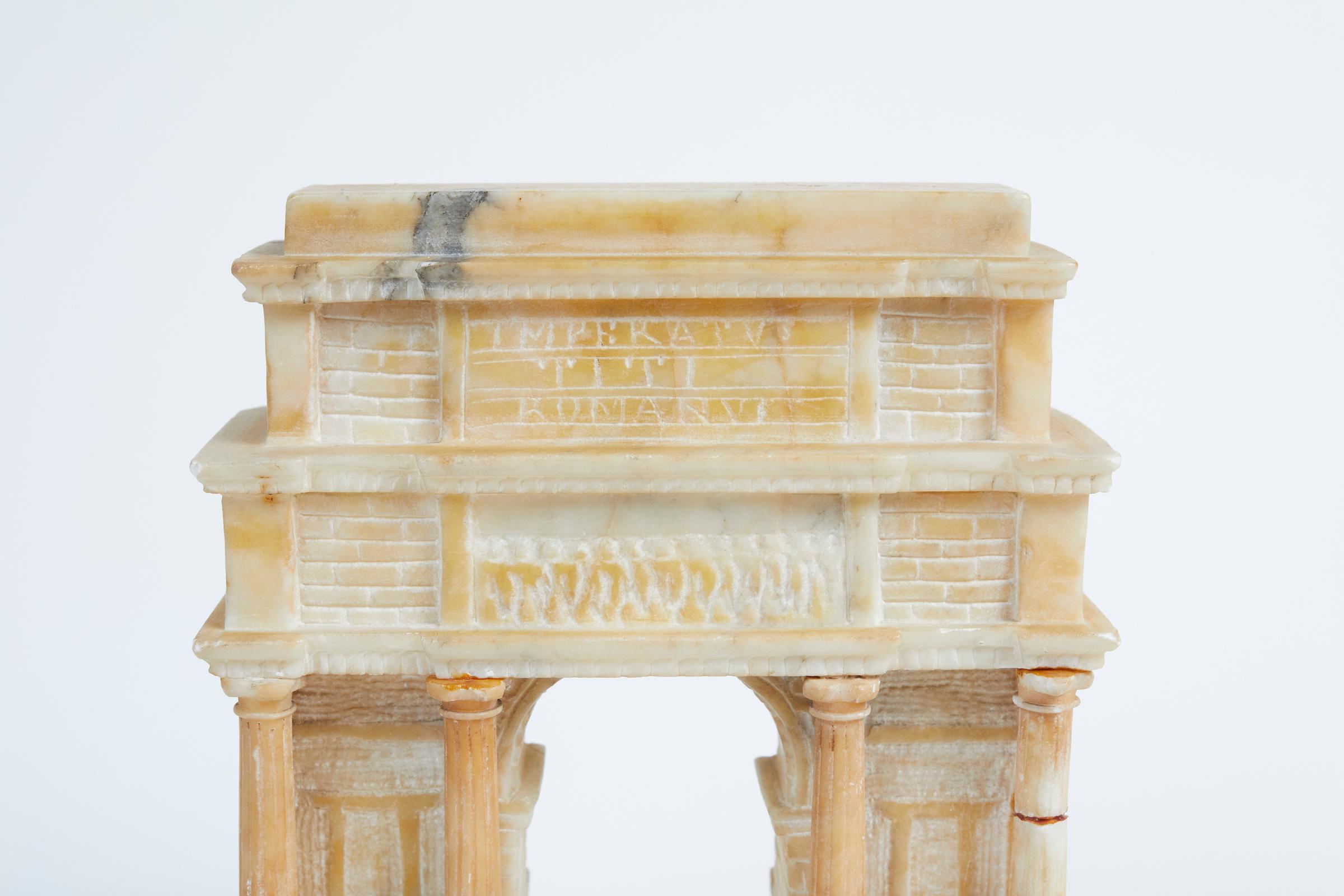 19th Century Carved Alabaster Grand Tour Model of Titus Arch in Rome 2