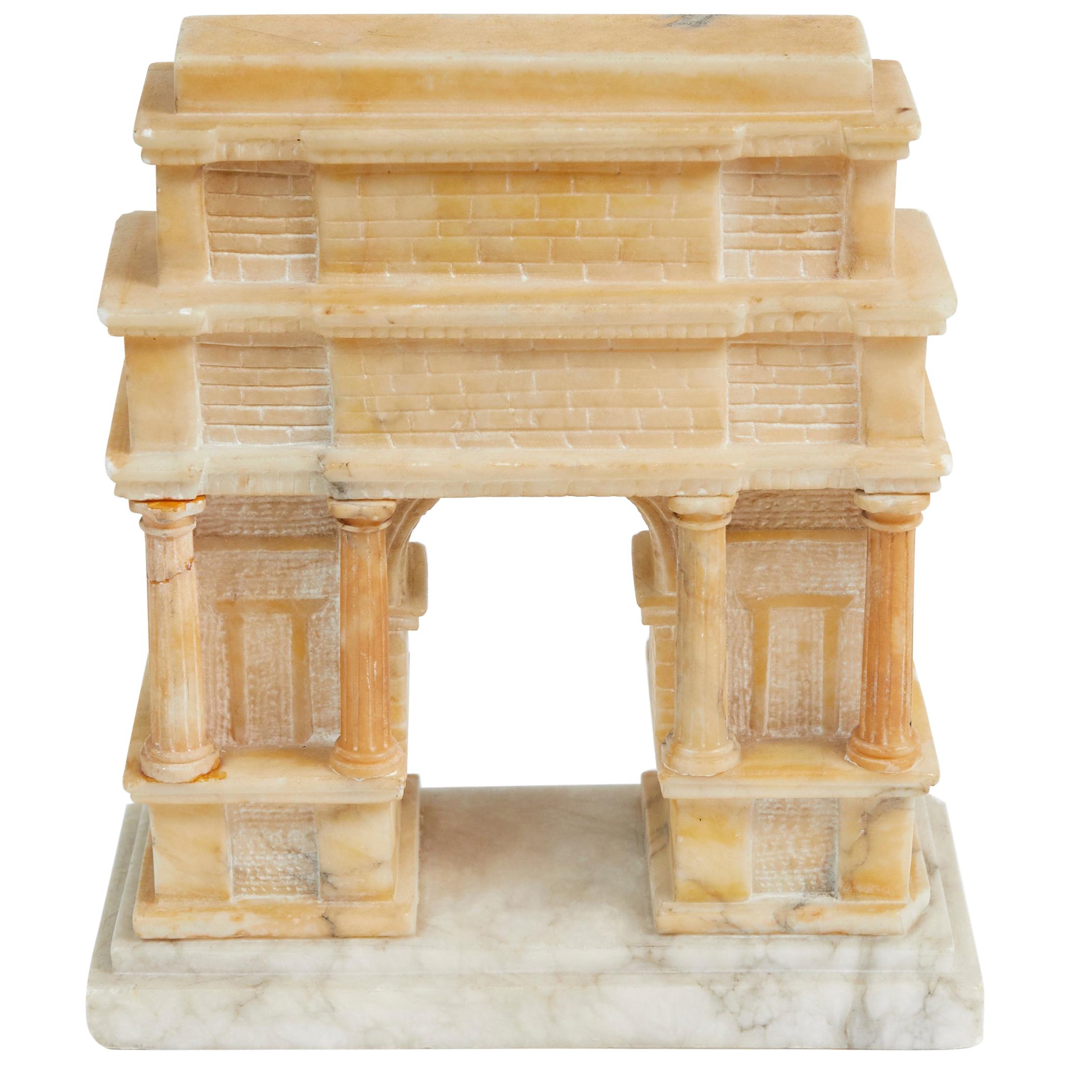 19th Century Carved Alabaster Grand Tour Model of Titus Arch in Rome