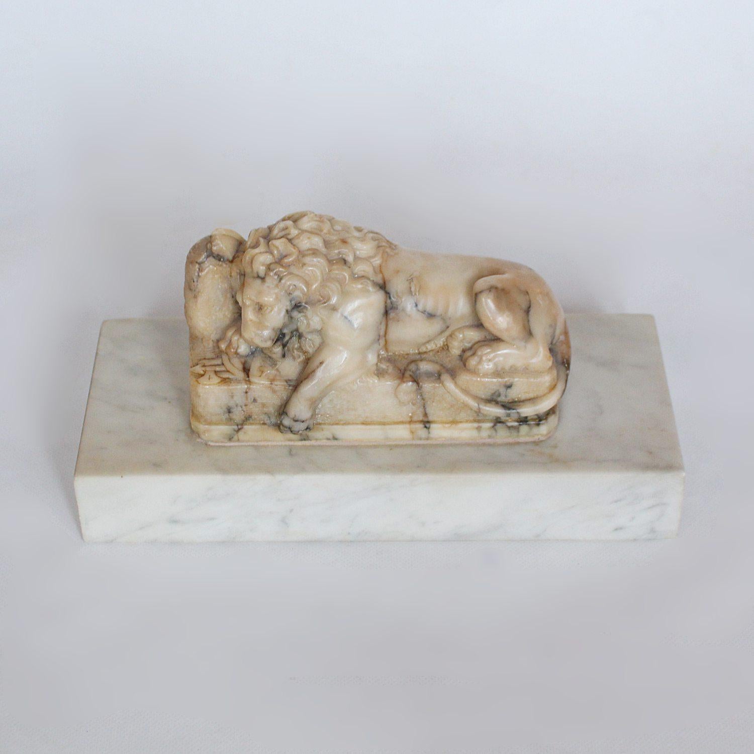 French 19th Century Carved Alabaster Lion