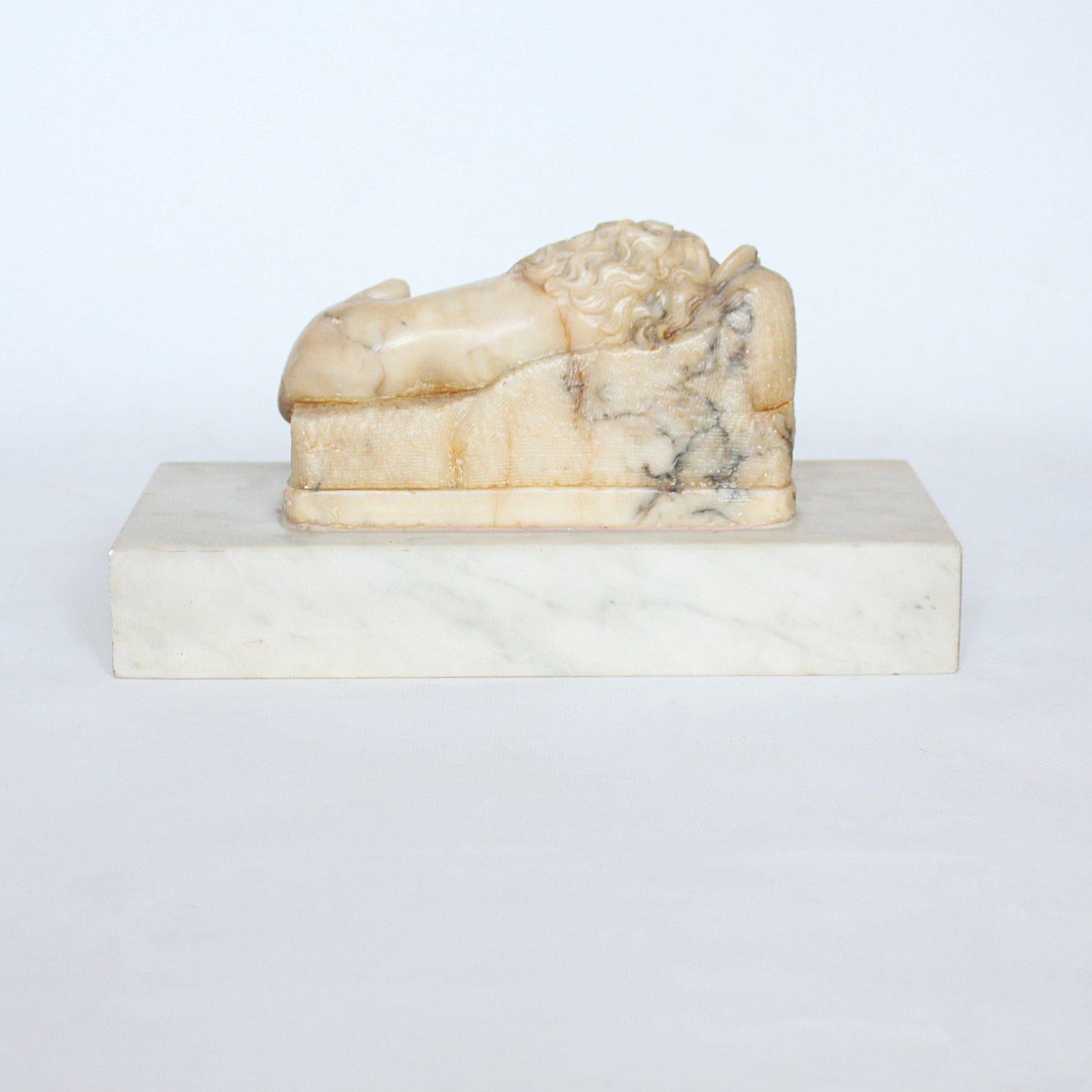 19th Century Carved Alabaster Lion In Good Condition In Forest Row, East Sussex