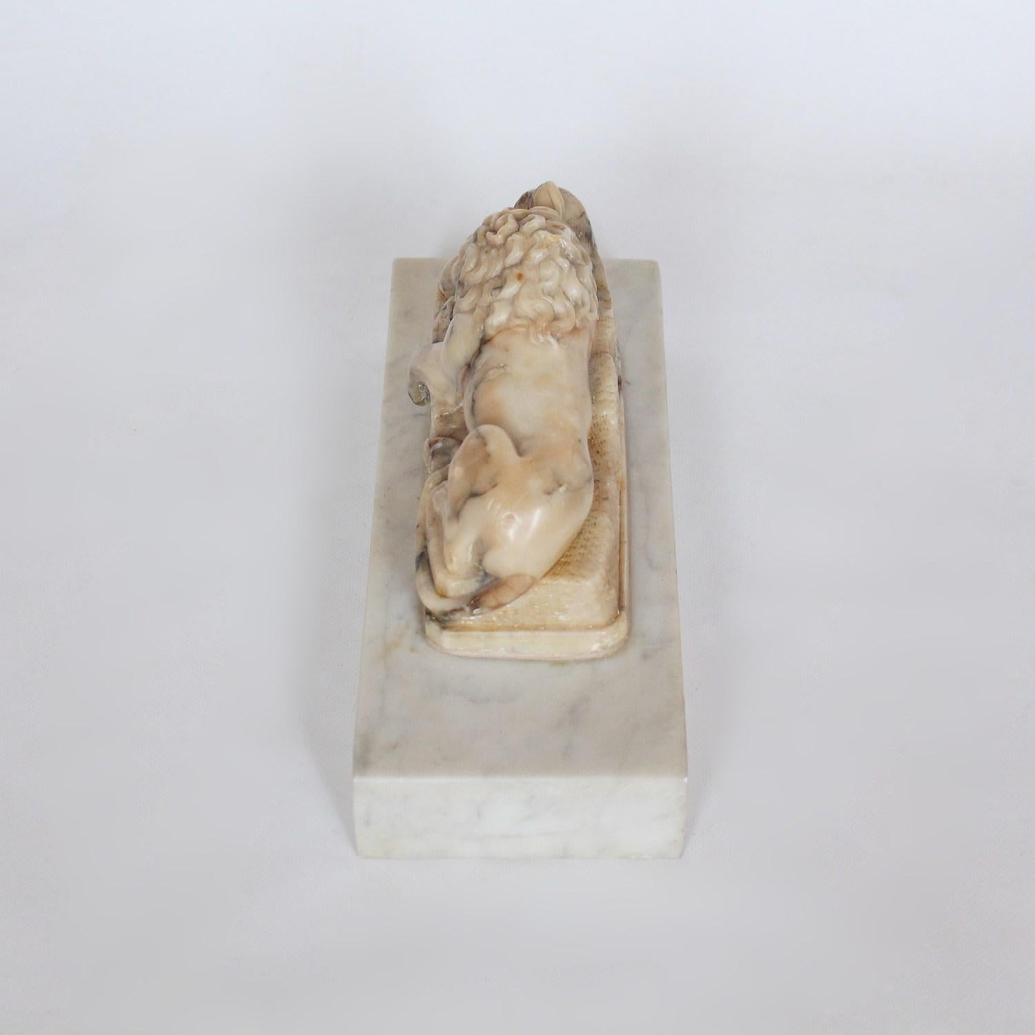 19th Century Carved Alabaster Lion 1
