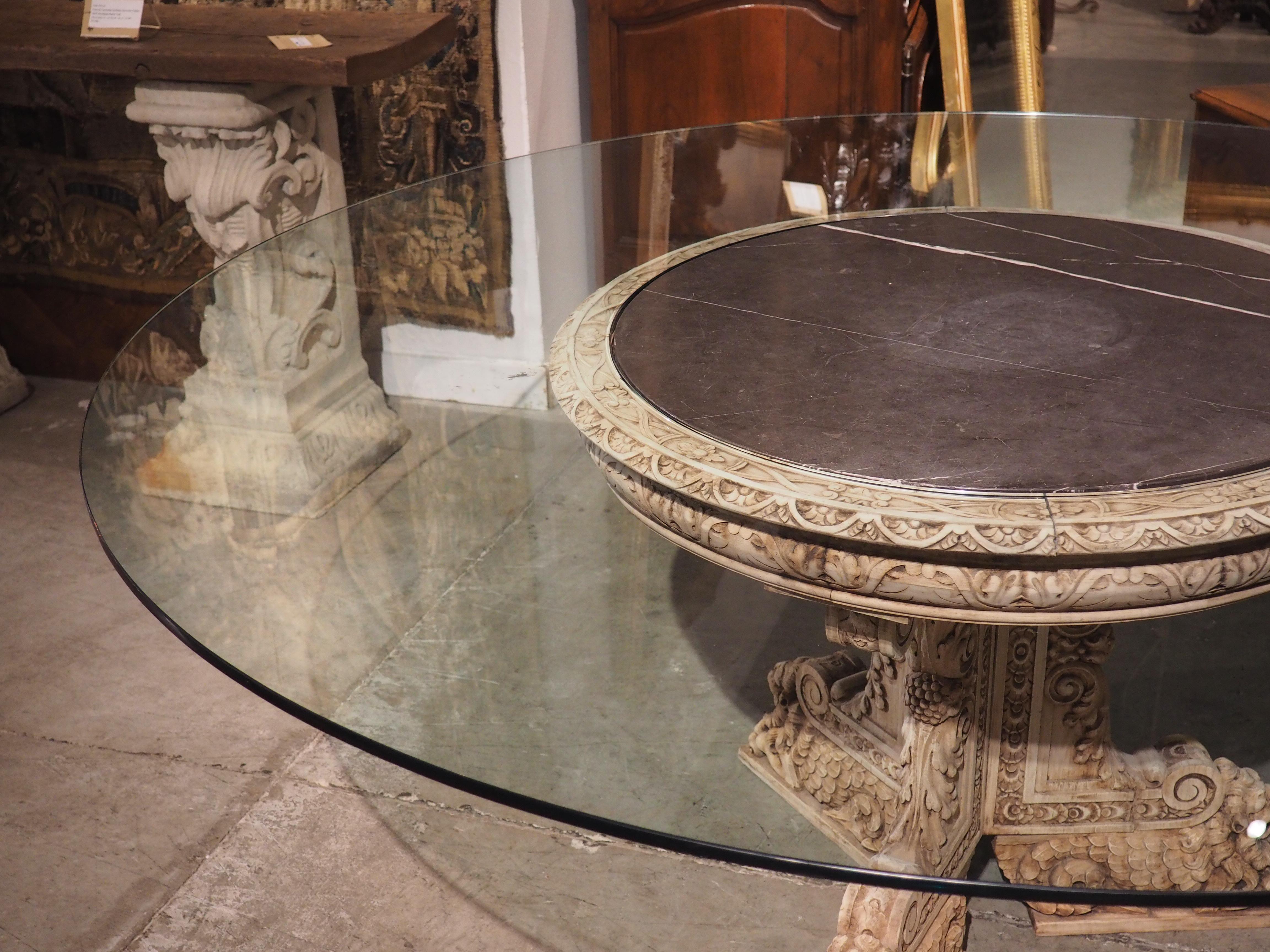 19th Century Carved and Bleached Italian Center Table with Black Marble 10