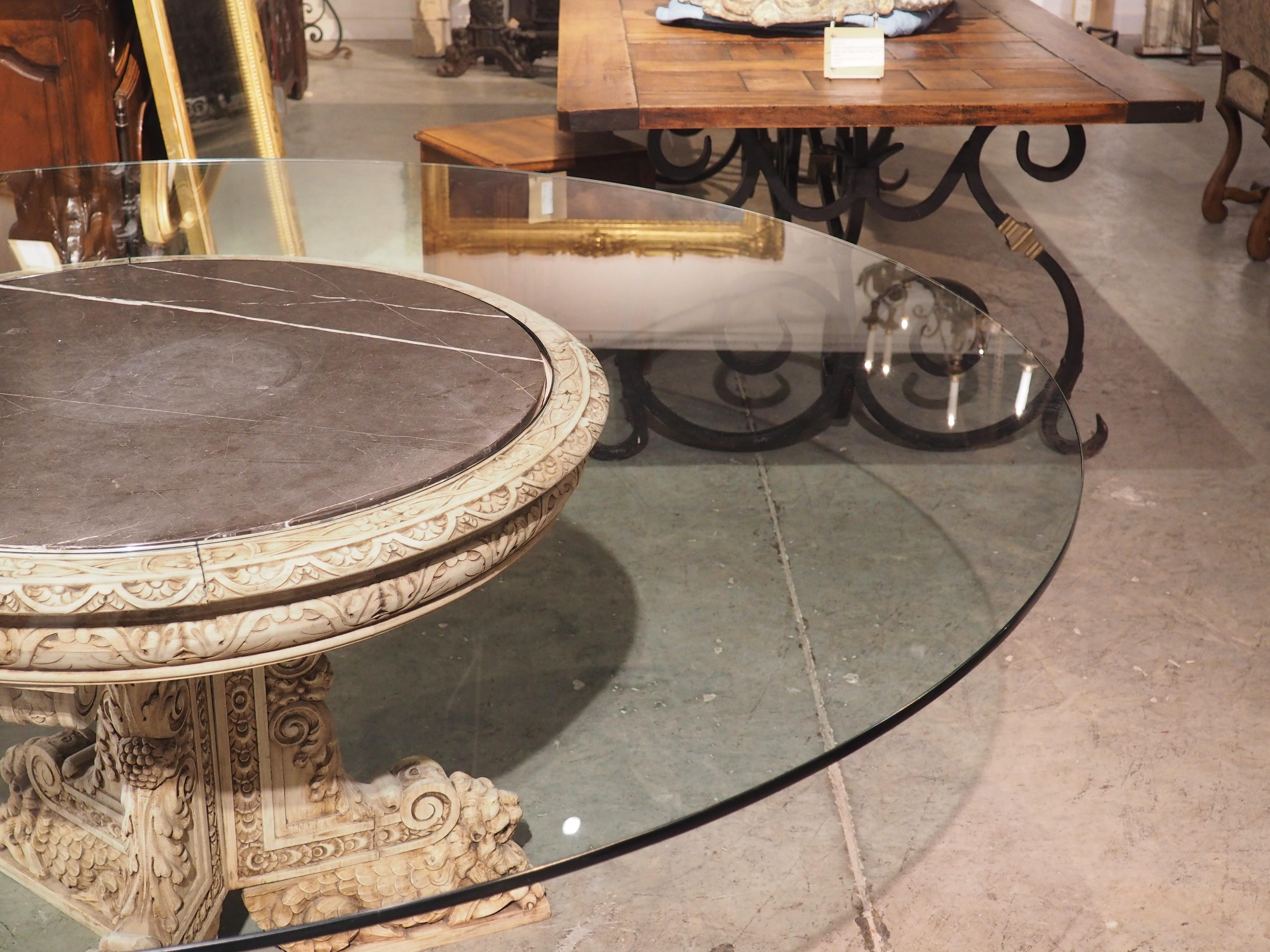 19th Century Carved and Bleached Italian Center Table with Black Marble 11