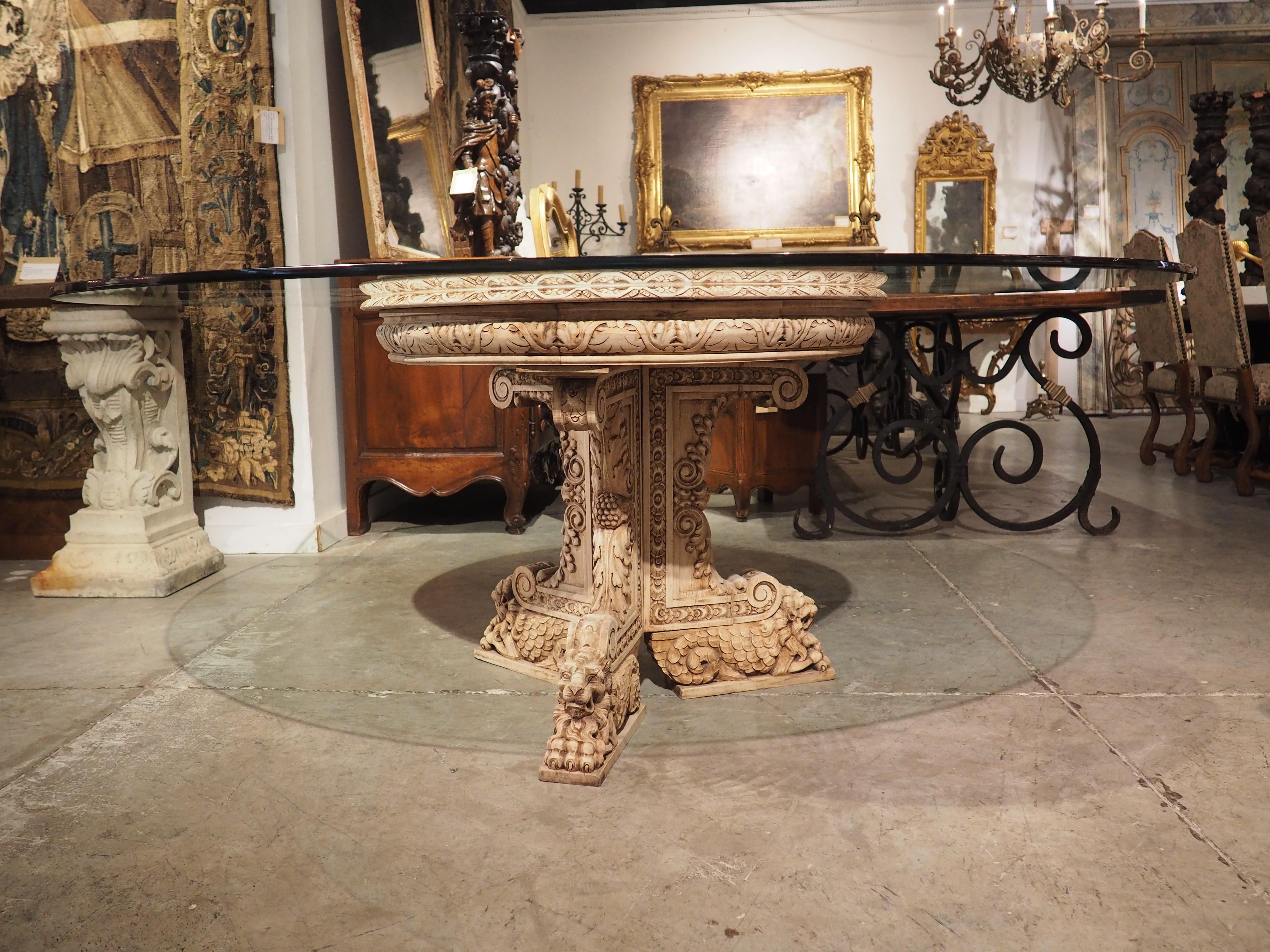 19th Century Carved and Bleached Italian Center Table with Black Marble 13