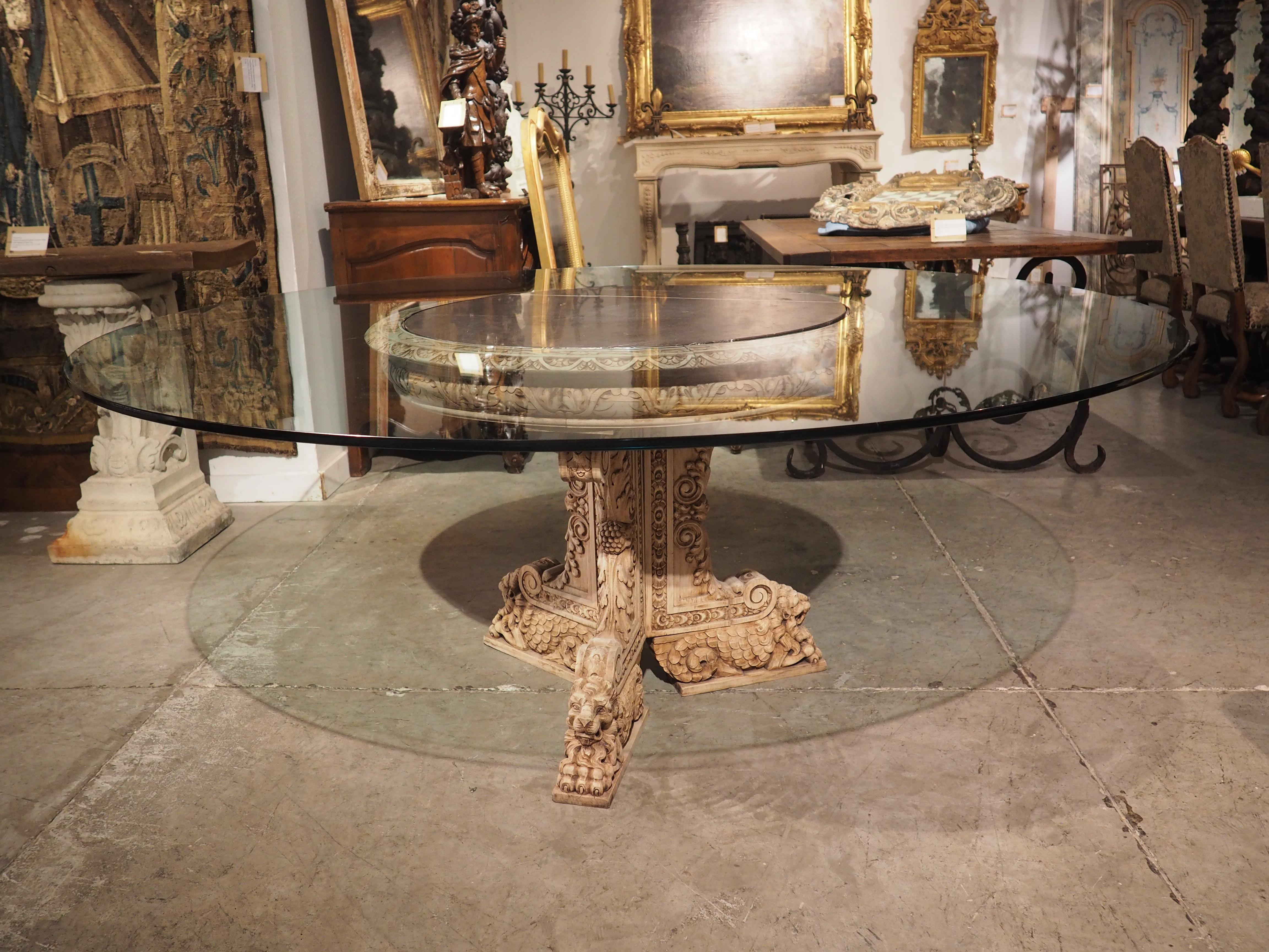 19th Century Carved and Bleached Italian Center Table with Black Marble 14