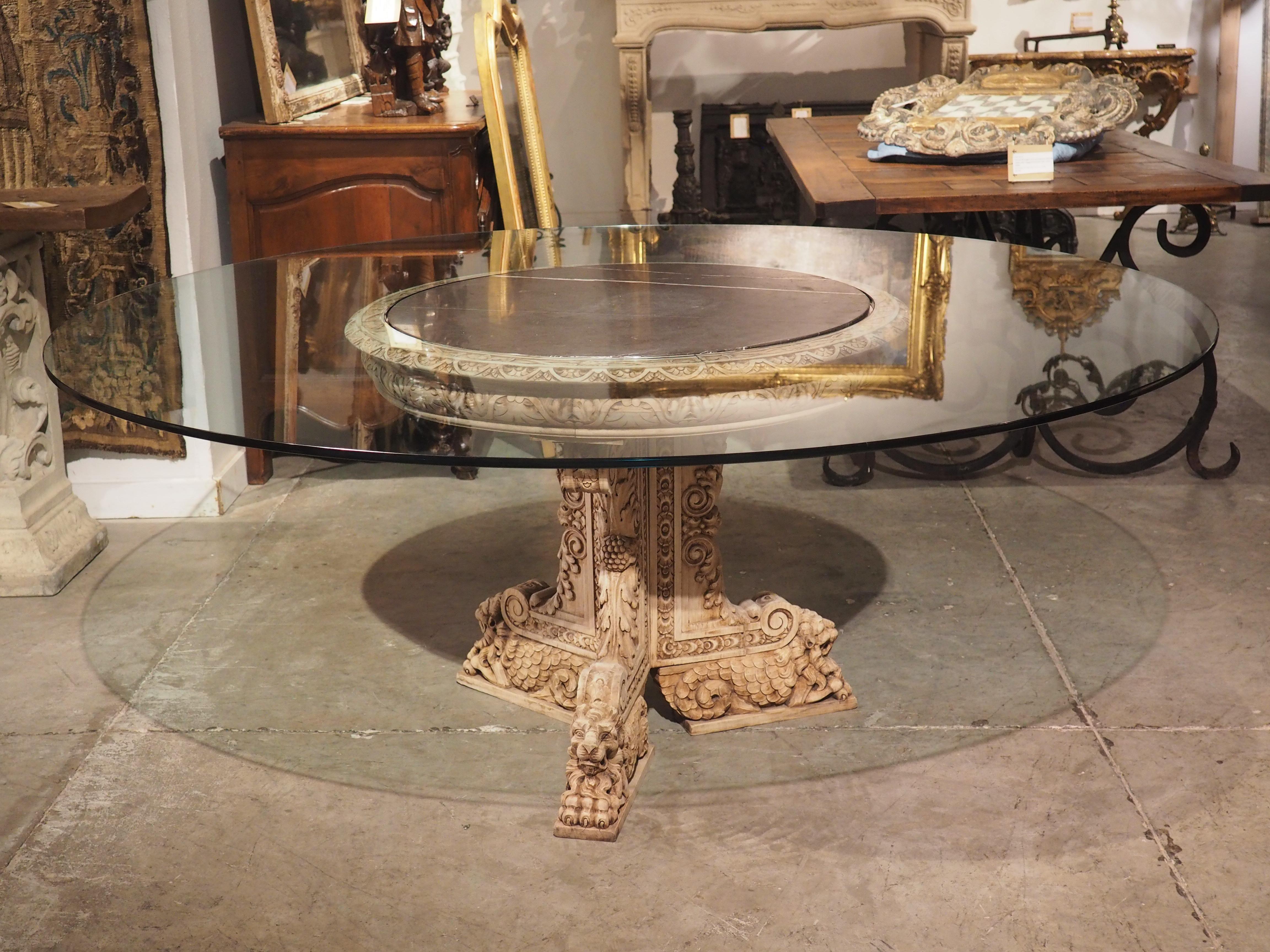 19th Century Carved and Bleached Italian Center Table with Black Marble 16