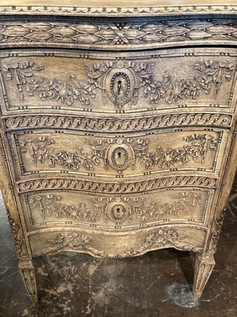 French 19th Century Carved and Bleached Tall Oak Chest For Sale