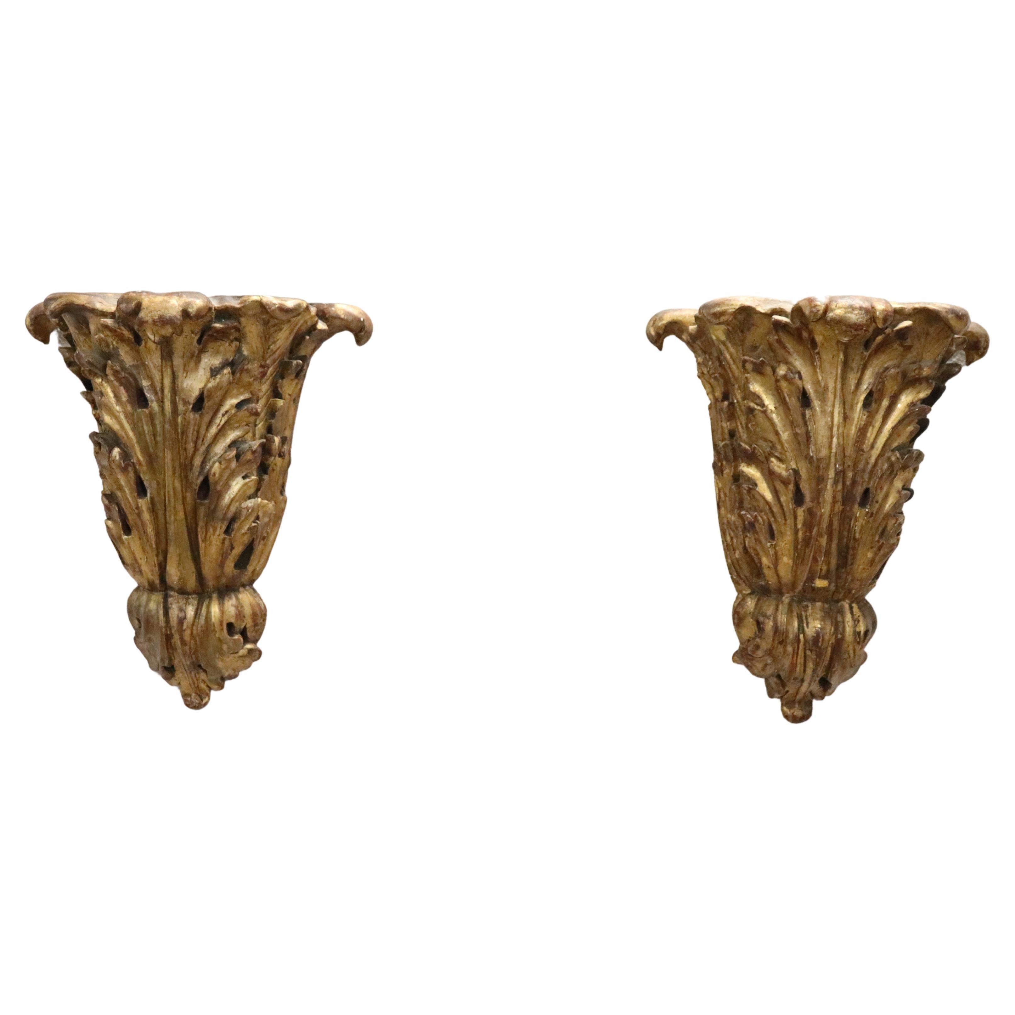 19th Century Carved and Gilded Wood Pair of Antique Friezes For Sale