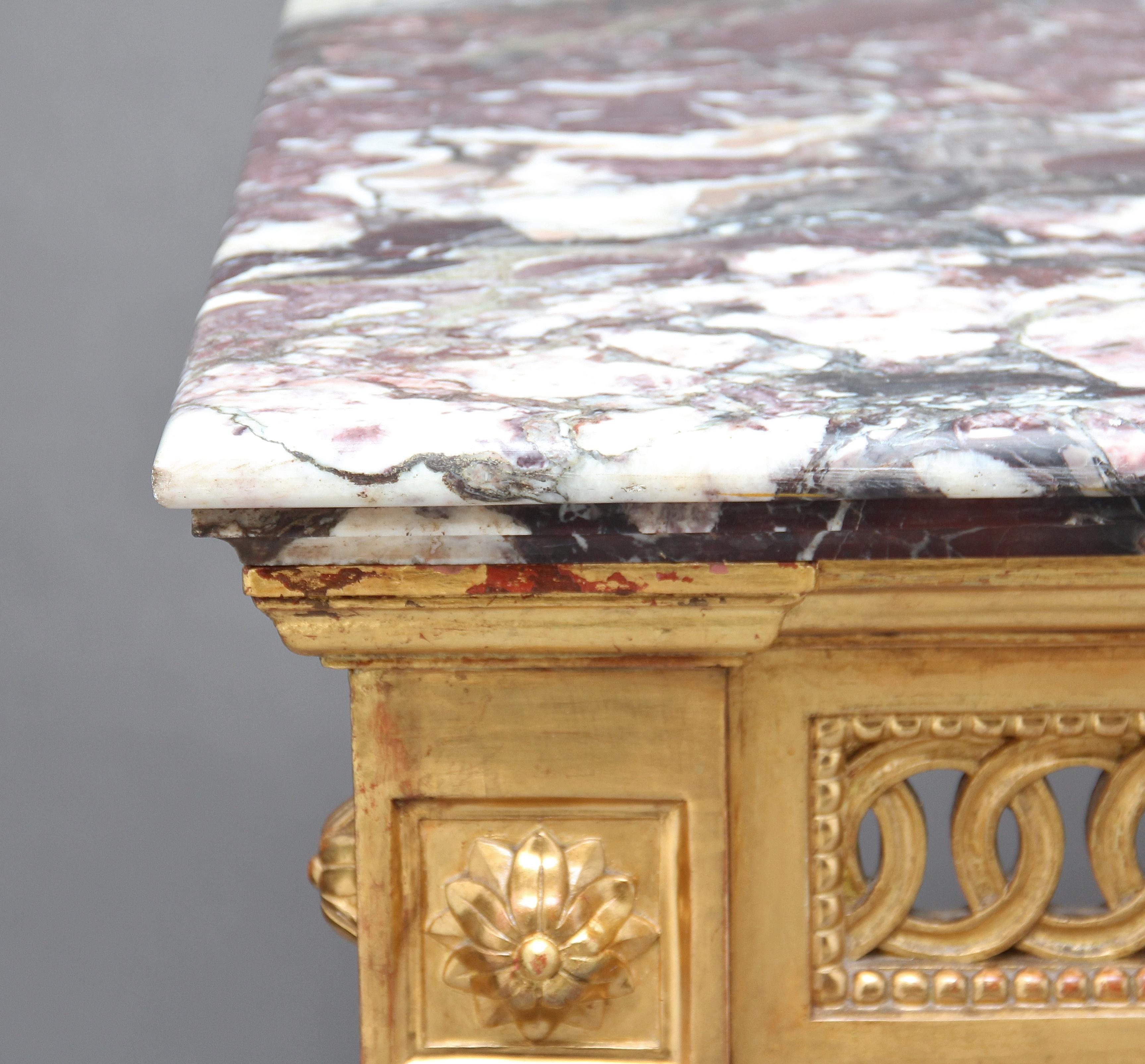 19th Century Carved and Gilt Marble Top Console Table 6