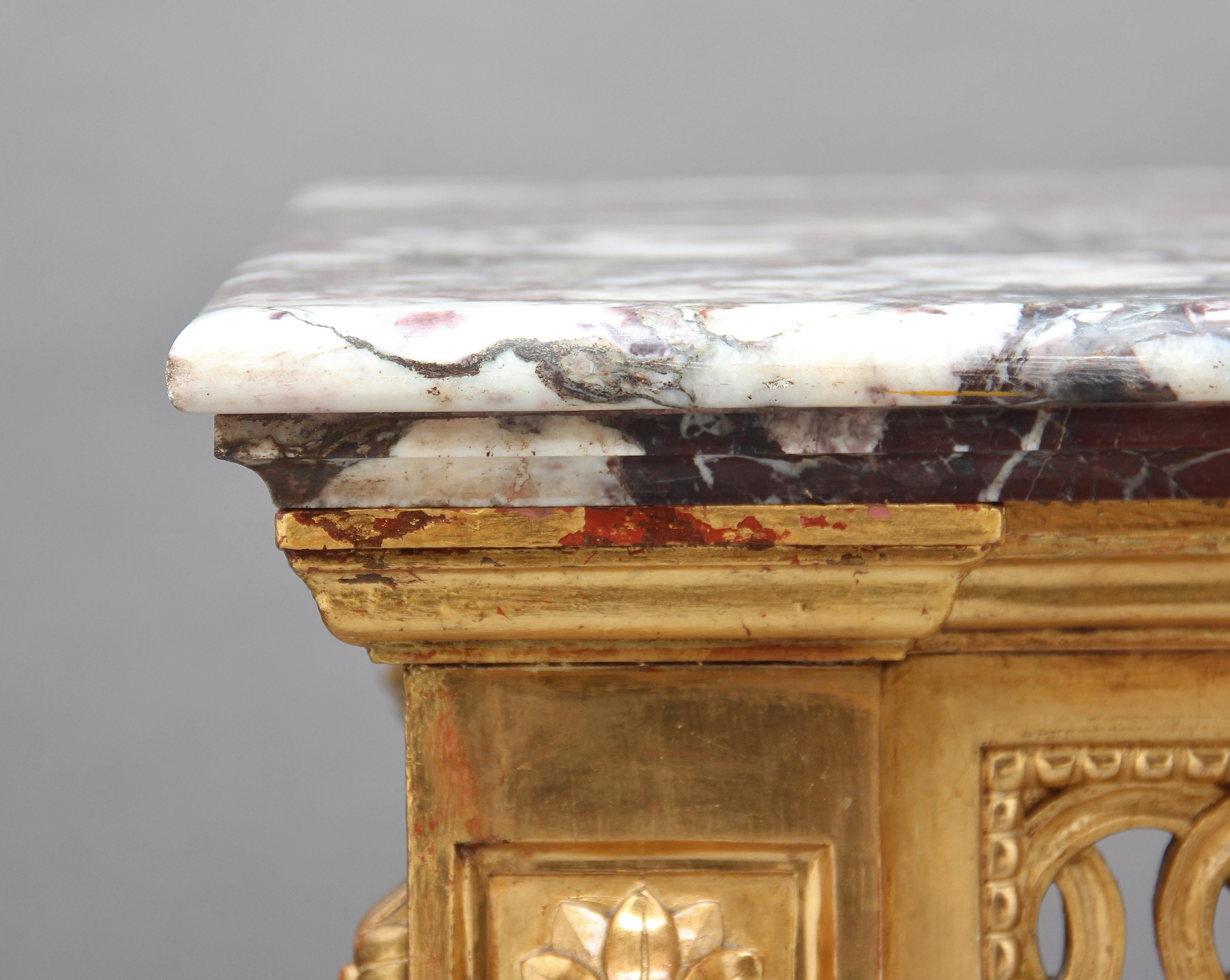 19th Century Carved and Gilt Marble Top Console Table 7