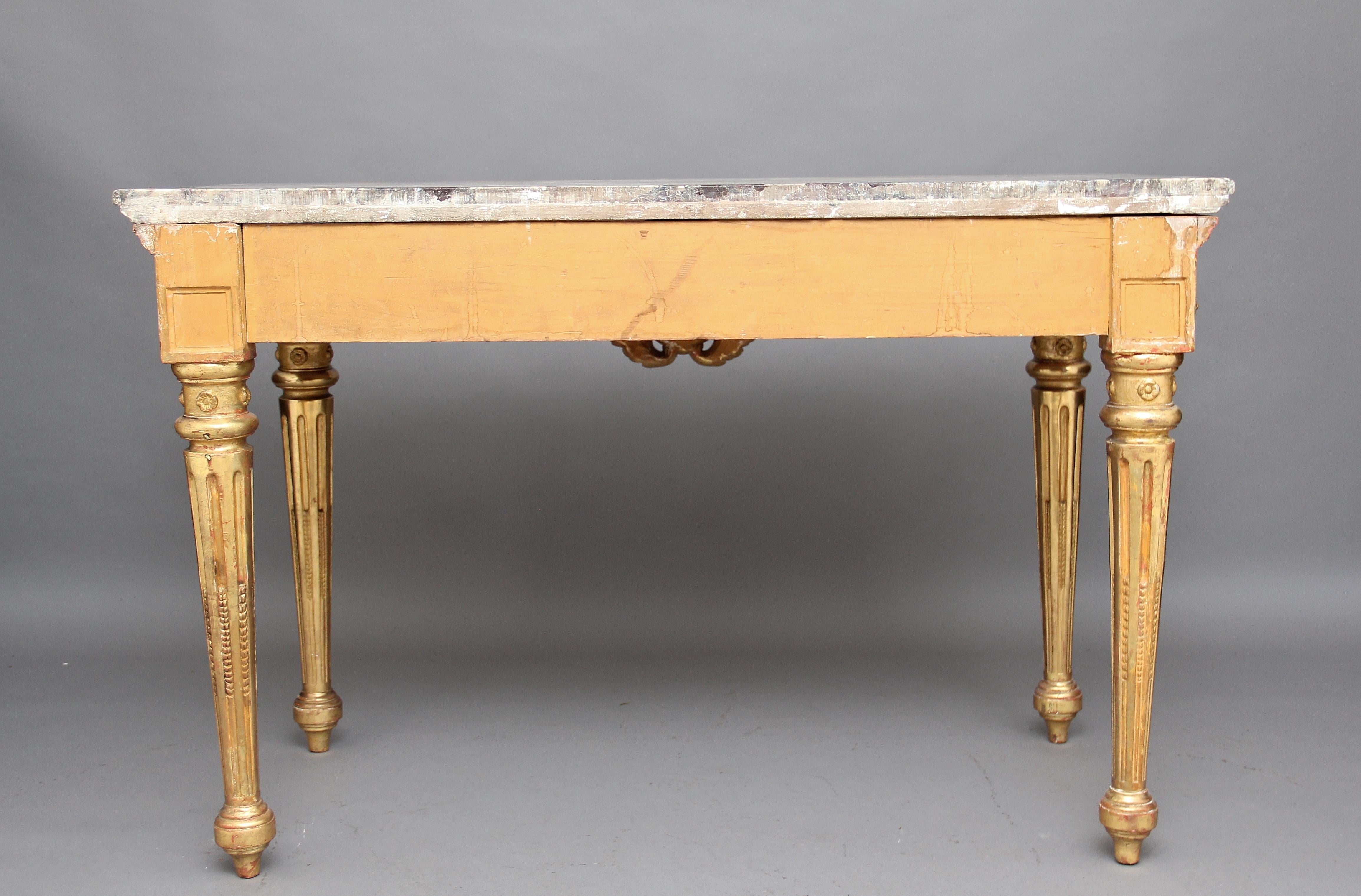 19th Century Carved and Gilt Marble Top Console Table In Good Condition In Martlesham, GB