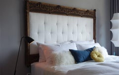 19th Century Carved and Gilt Neo-Gothic King Sized Headboard