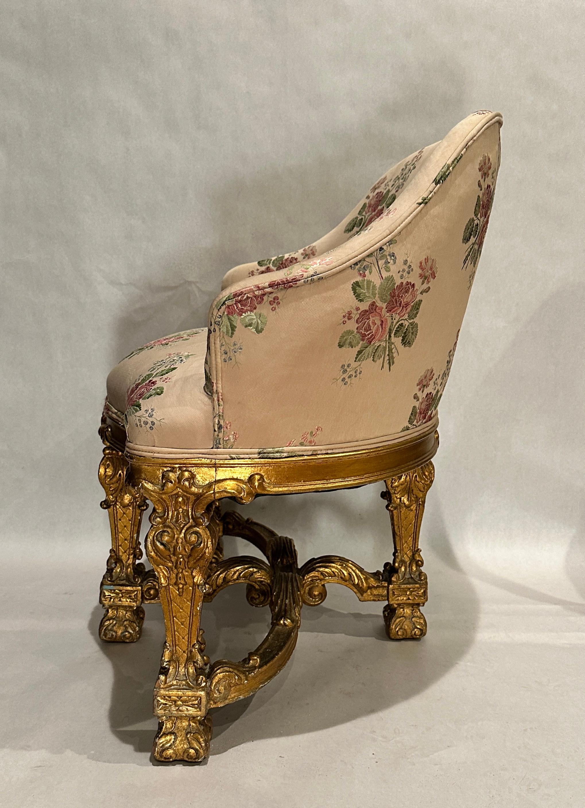 Baroque 19th Century Carved And Gilt Vanity Chair For Sale