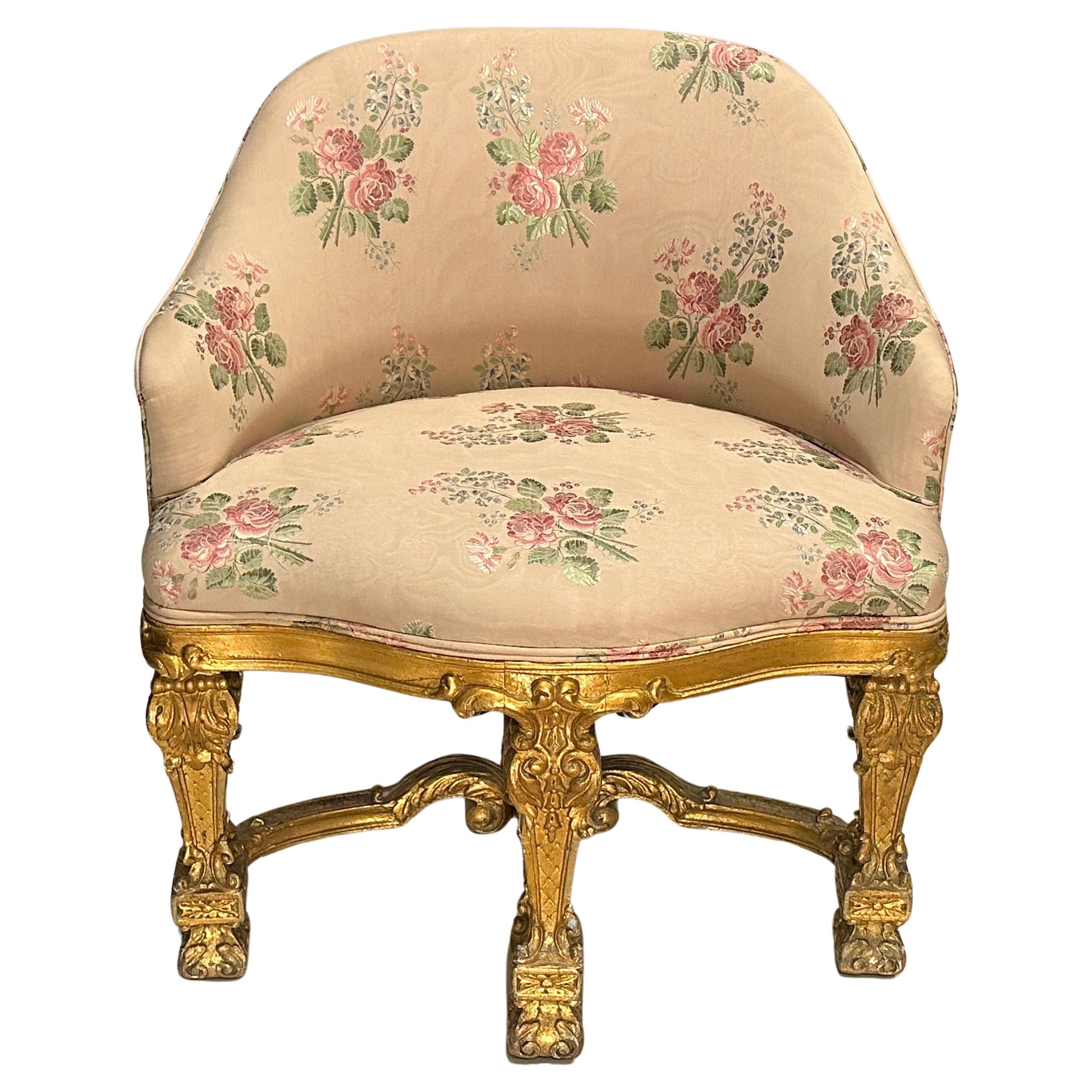 19th Century Carved And Gilt Vanity Chair For Sale