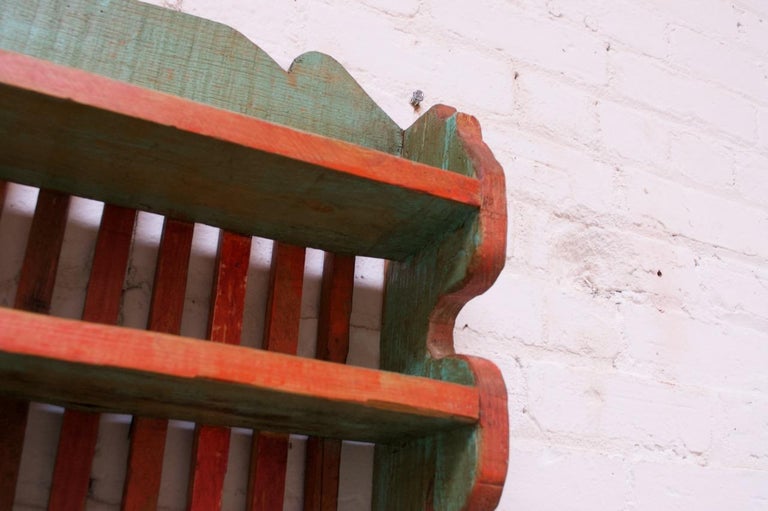 19th Century Carved and Hand Painted Americana Wooden Folk Art Shelf ...
