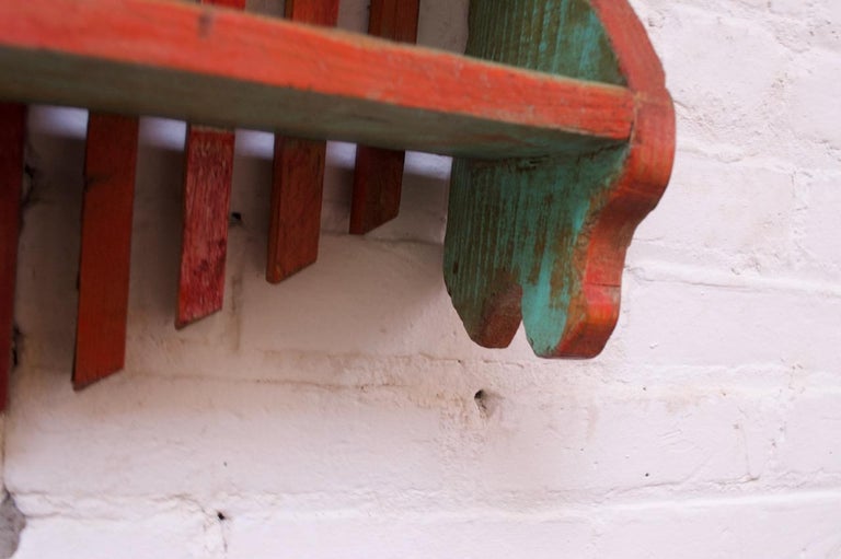 19th Century Carved and Hand Painted Americana Wooden Folk Art Shelf ...