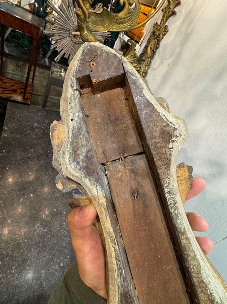 Barómetro tallado y pintado del siglo XIX Madera en venta