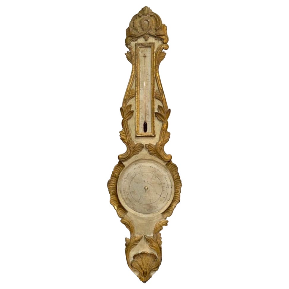 Geschnitztes und bemaltes Barometer aus dem 19. Jahrhundert