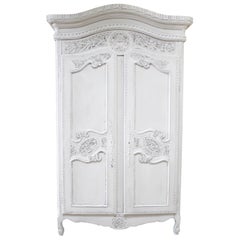 19th Century Carved and Painted French Armoire from Provence