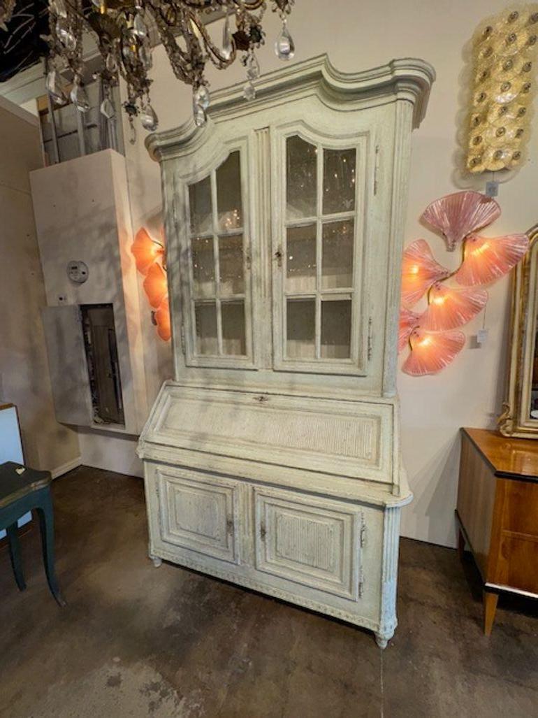 Louis XVI 19th Century Carved and Painted French Oak Secretary For Sale