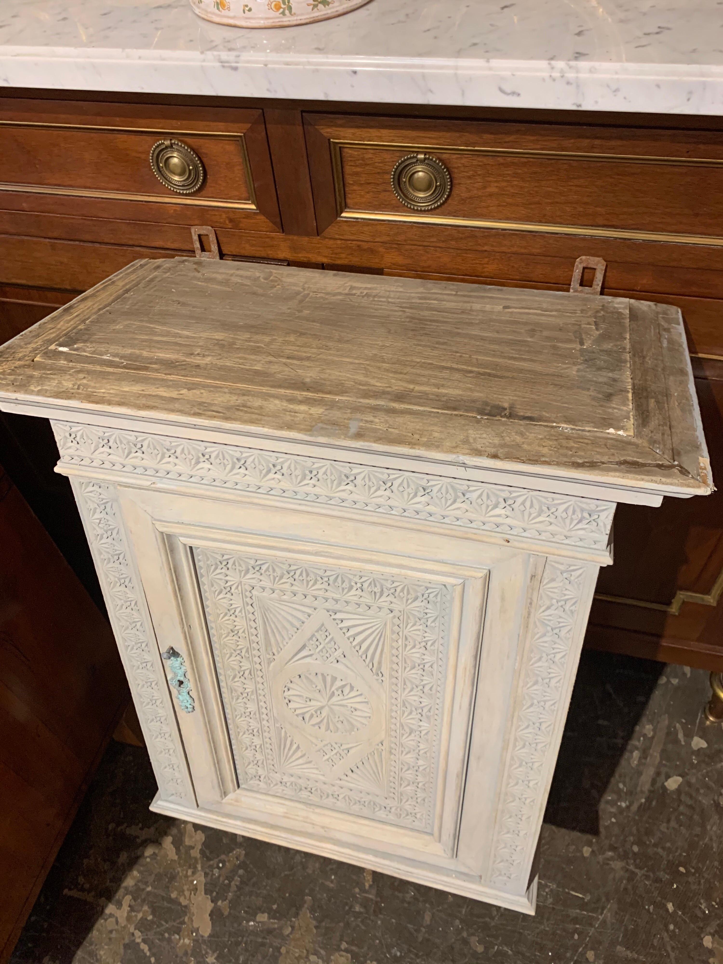 19th Century Carved and Painted Hanging Cabinet In Good Condition In Dallas, TX