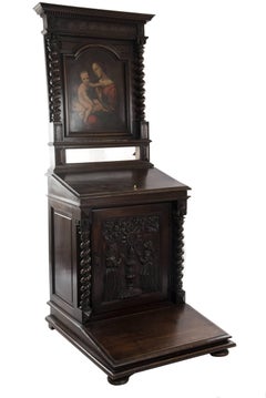 19th Century Carved and Painted Prie Dieu