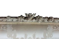 19th Century Carved and Painted Settee with Scalamandre Ivory Chinoiserie Silk