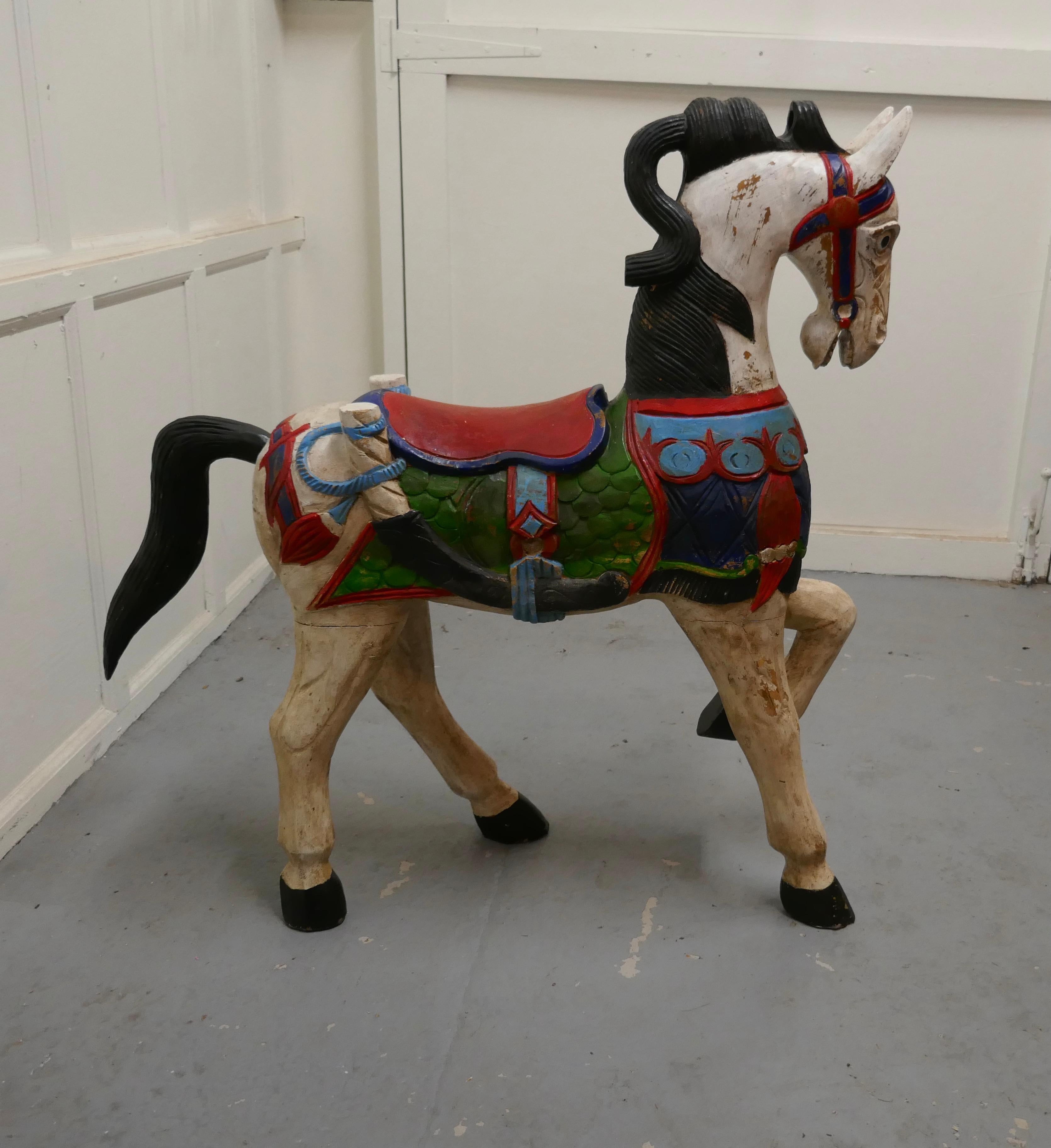 19th Century Carved and Painted Wooden Horse In Good Condition For Sale In Chillerton, Isle of Wight