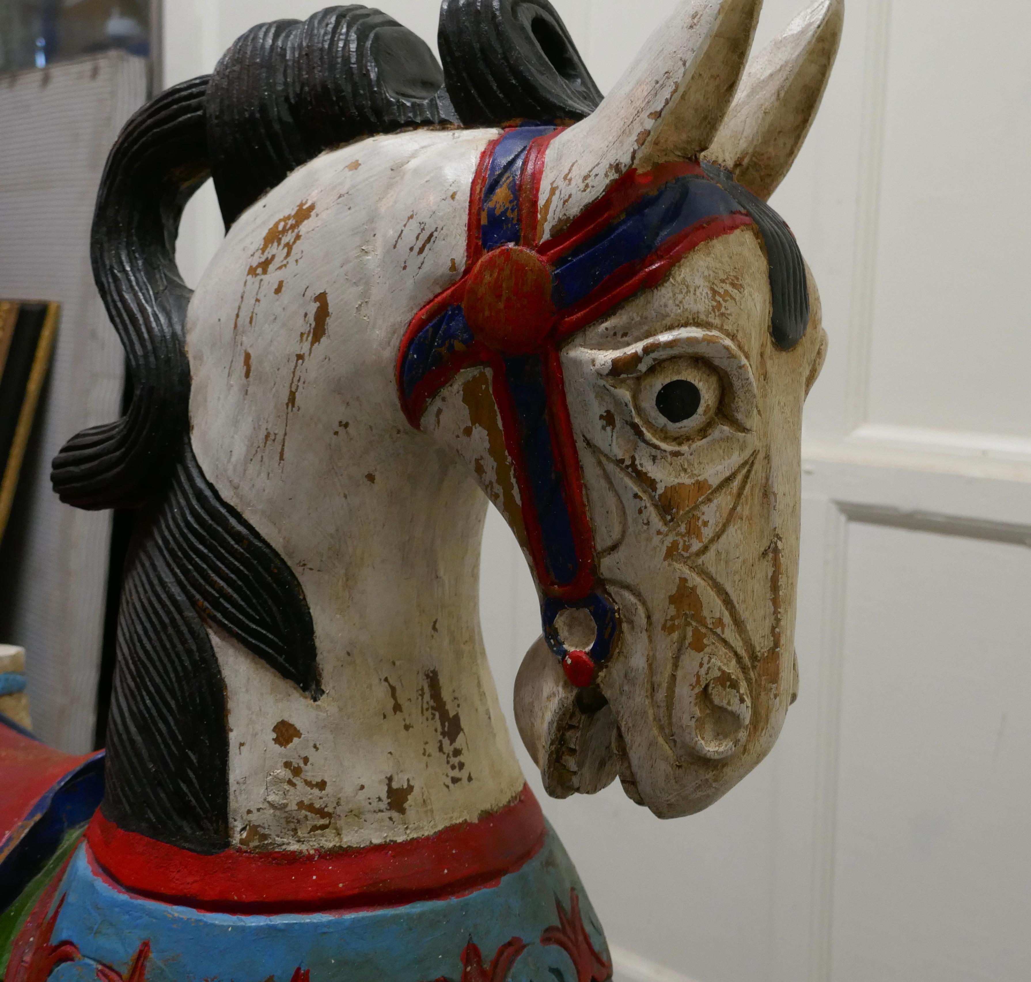 19th Century Carved and Painted Wooden Horse For Sale 3
