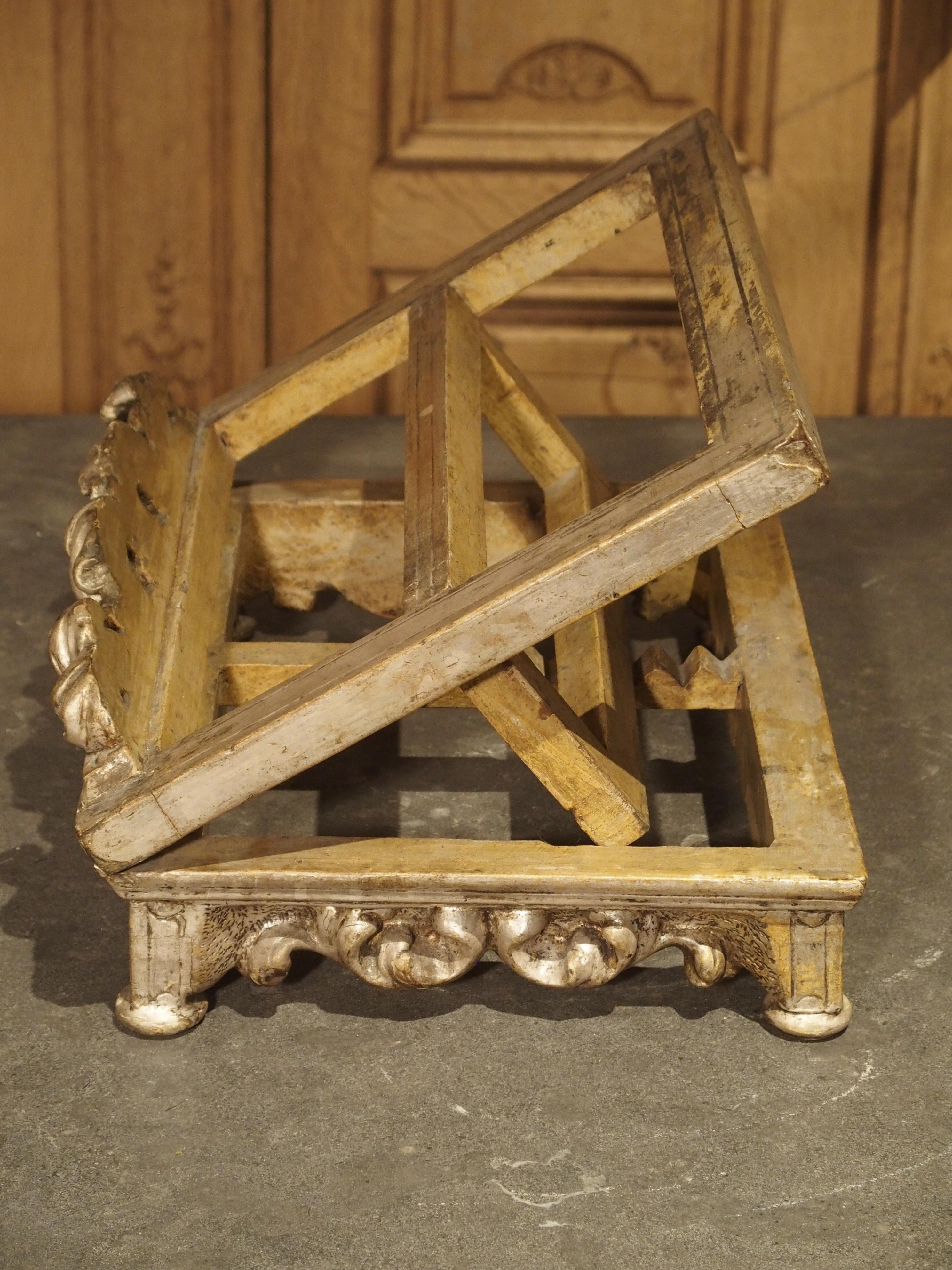 19th Century Carved and Silver Gilt Book Stand from Italy 7