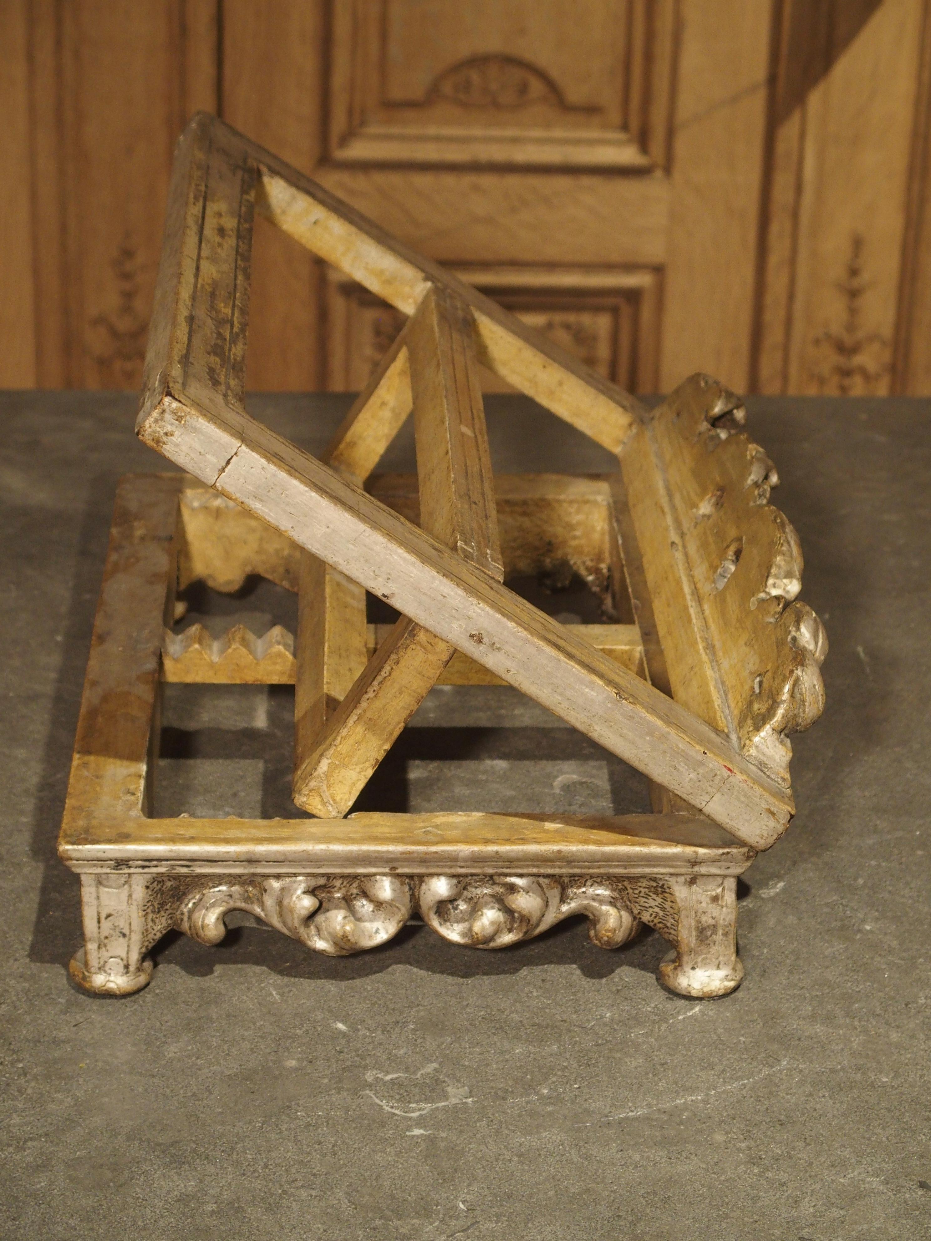 19th Century Carved and Silver Gilt Book Stand from Italy 4