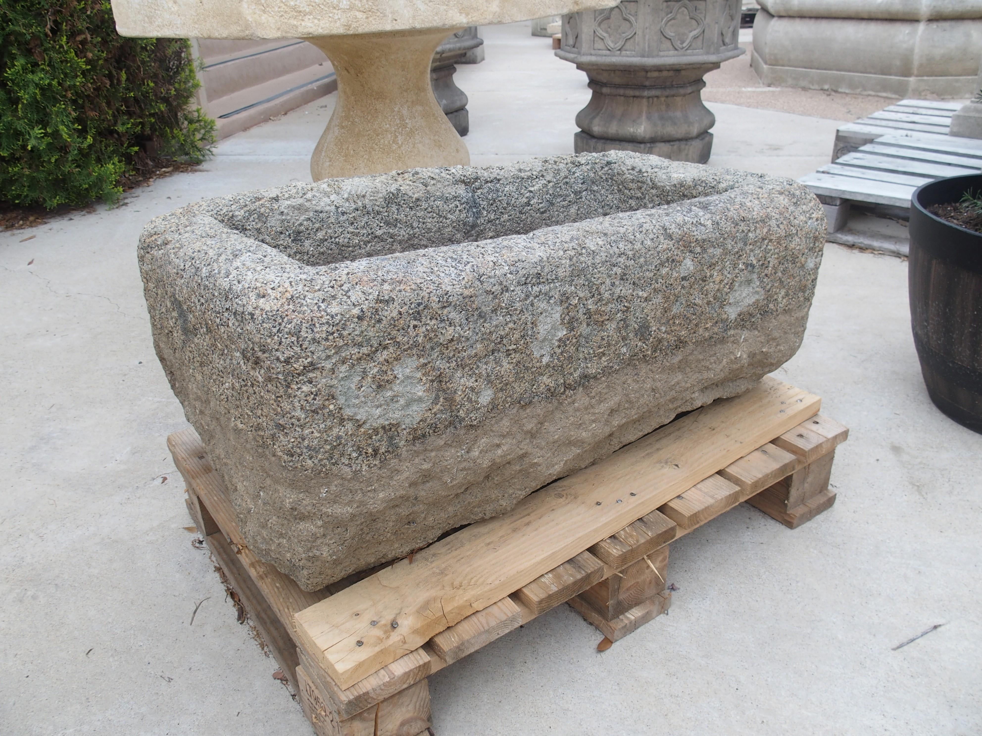 Hand-Carved 19th Century Carved and Weathered French Granite Trough from Brittany