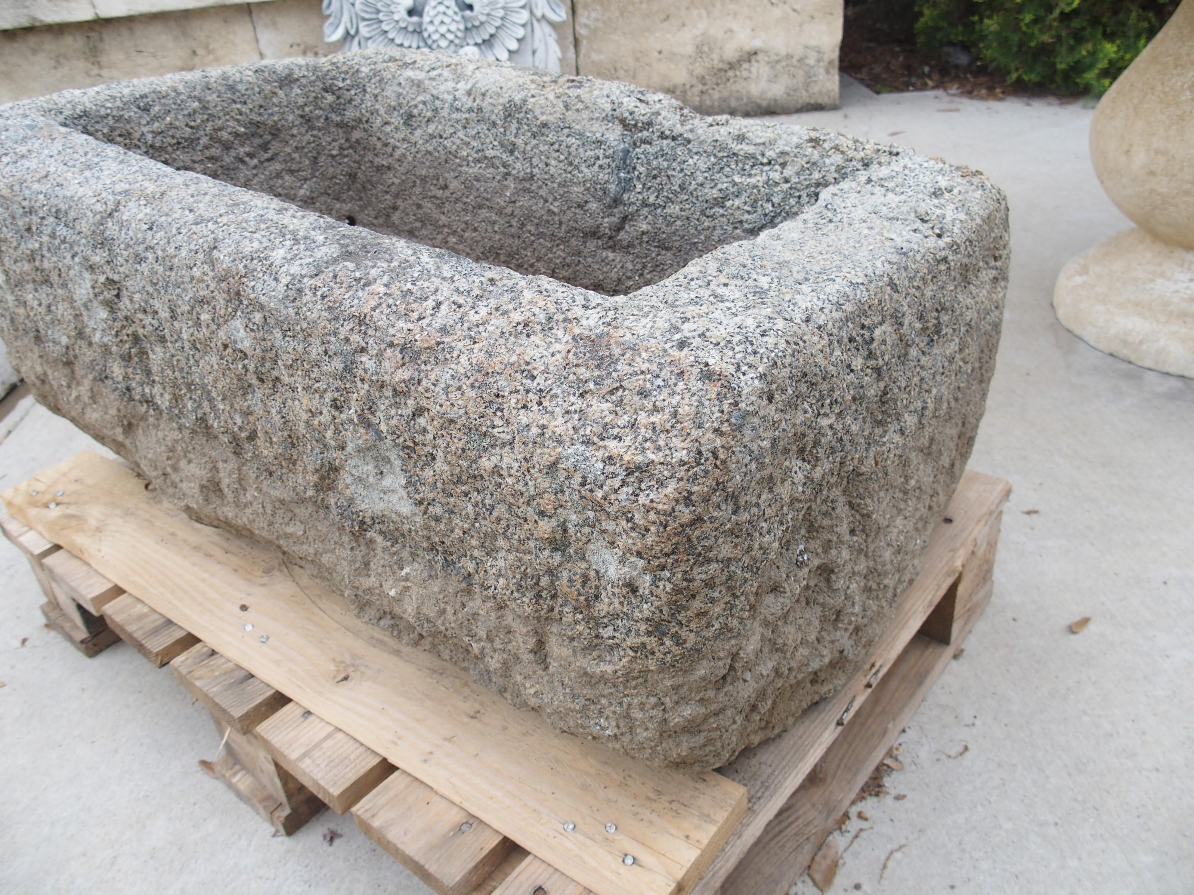 19th Century Carved and Weathered French Granite Trough from Brittany In Good Condition In Dallas, TX
