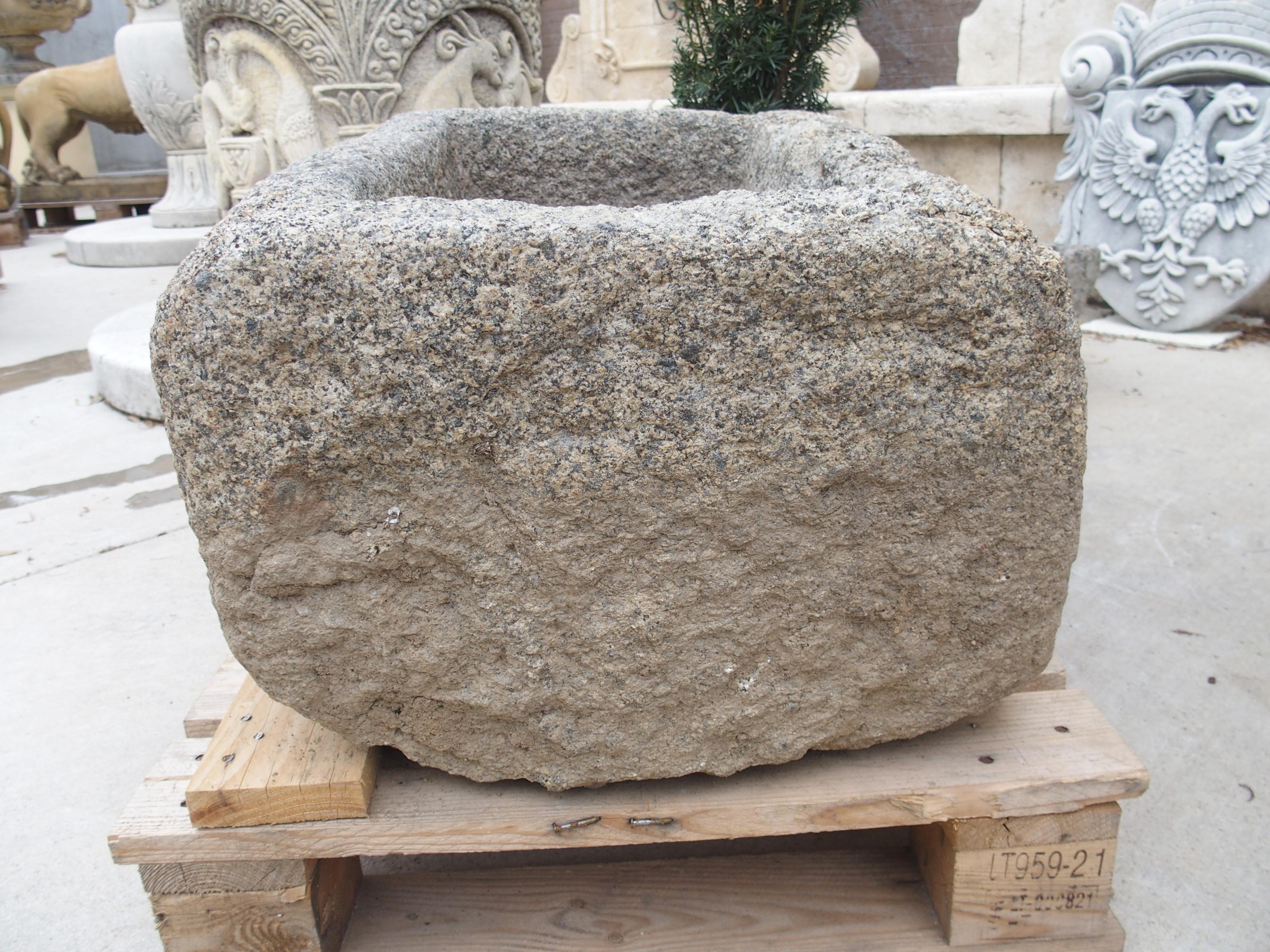 Stone 19th Century Carved and Weathered French Granite Trough from Brittany