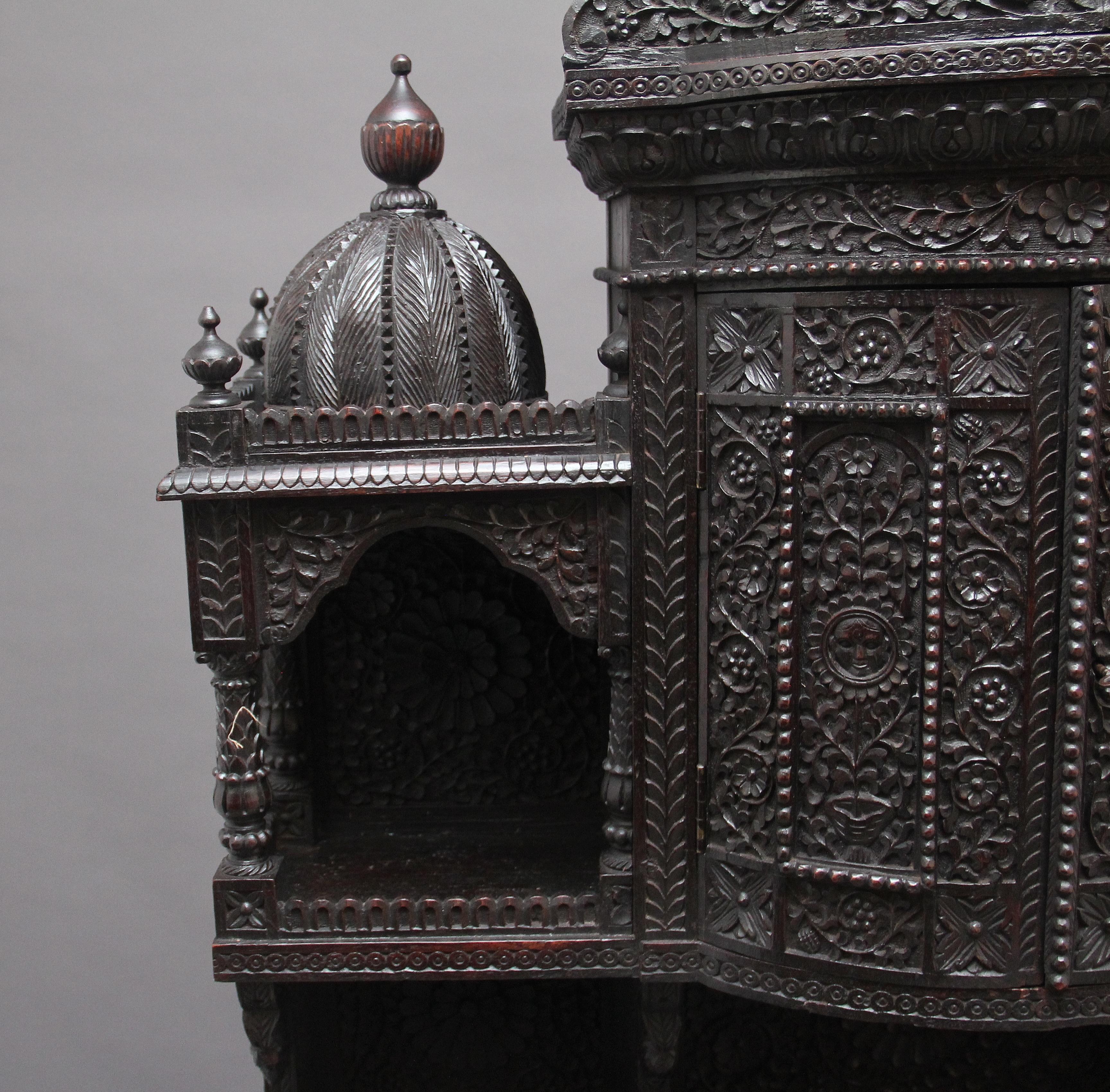19th Century Carved Anglo, Indian Cabinet 3