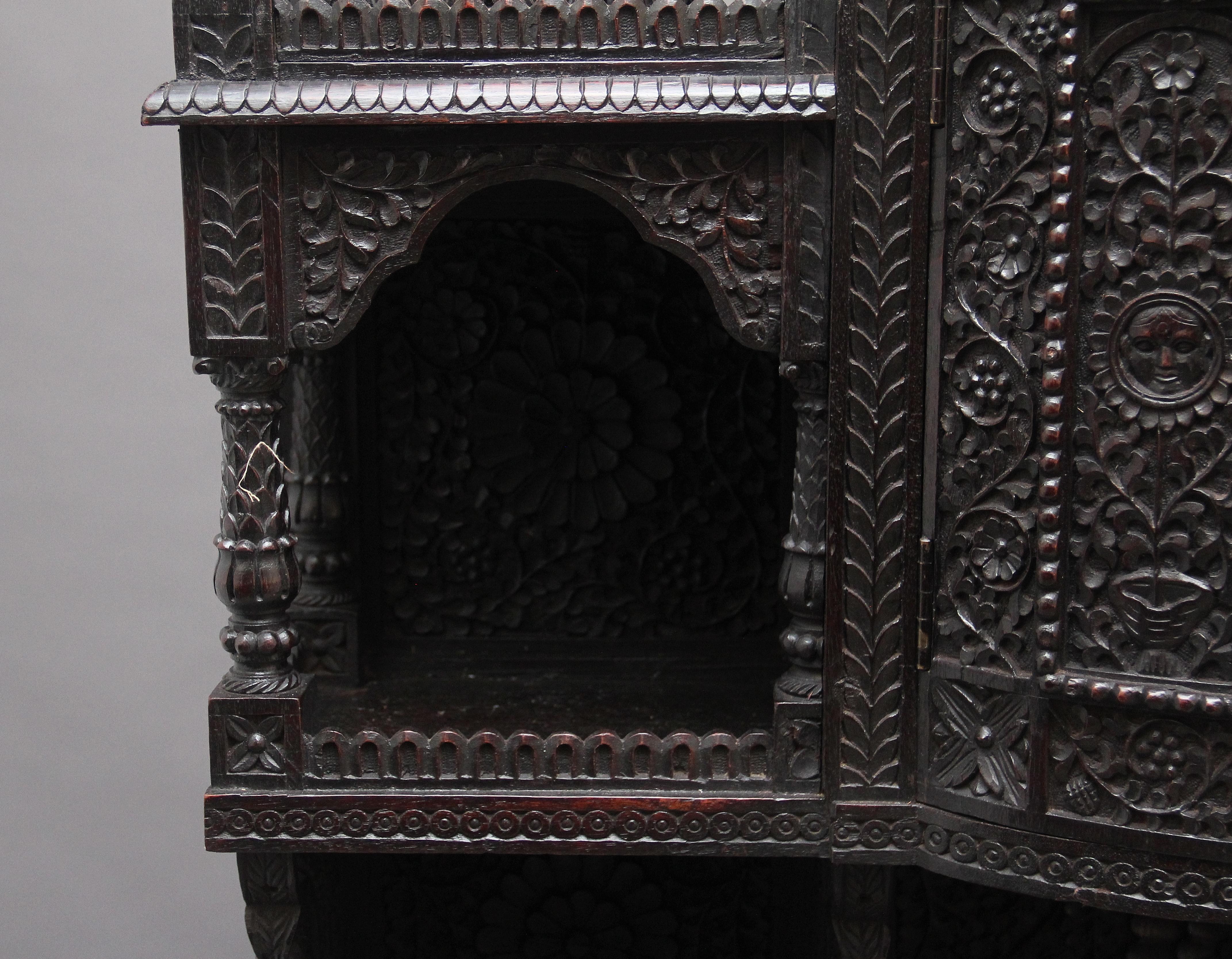 19th Century Carved Anglo, Indian Cabinet 4